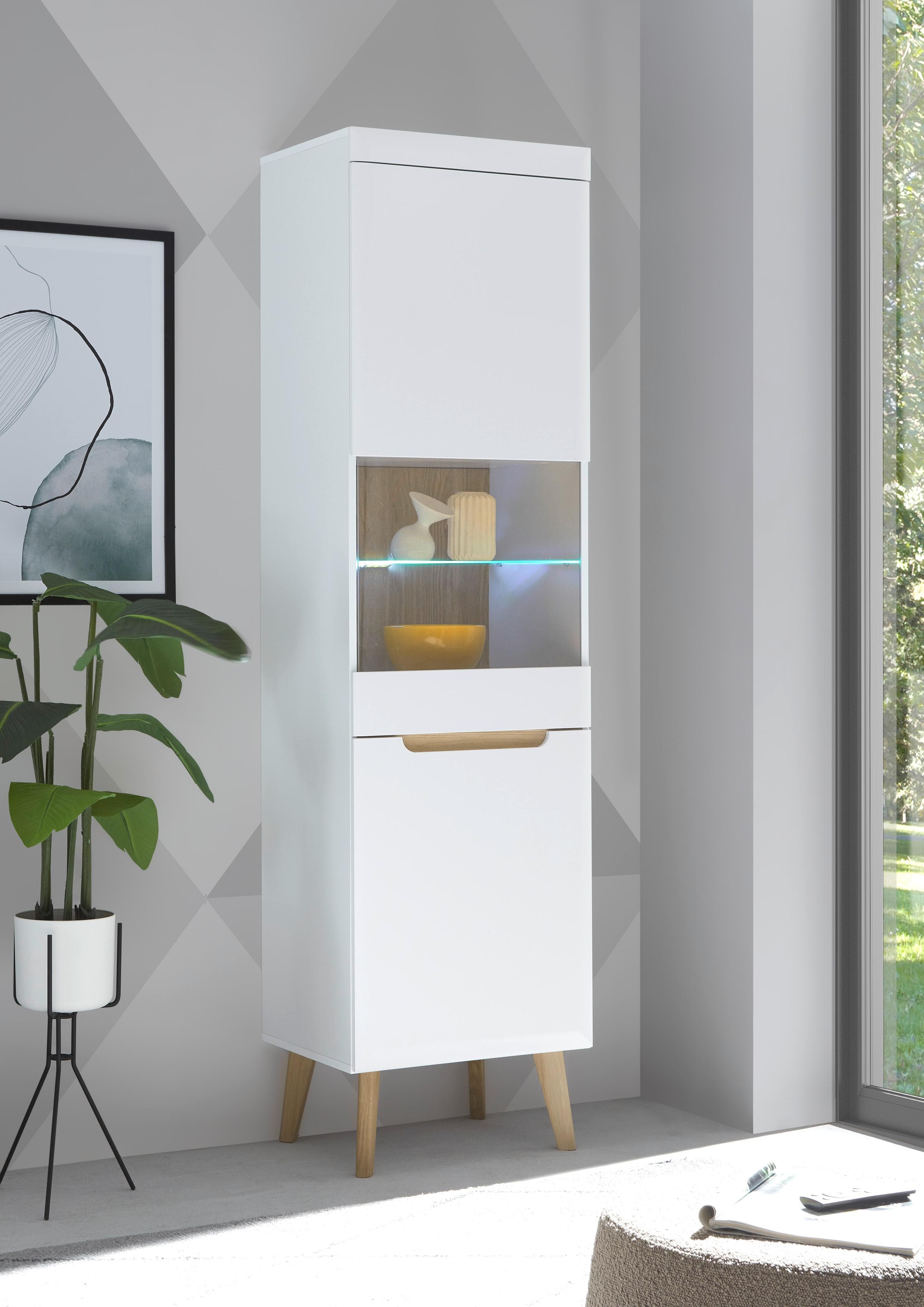 HOME AFFAIRE Vitrine Torge Weiß Glasvitrine Hochschrank