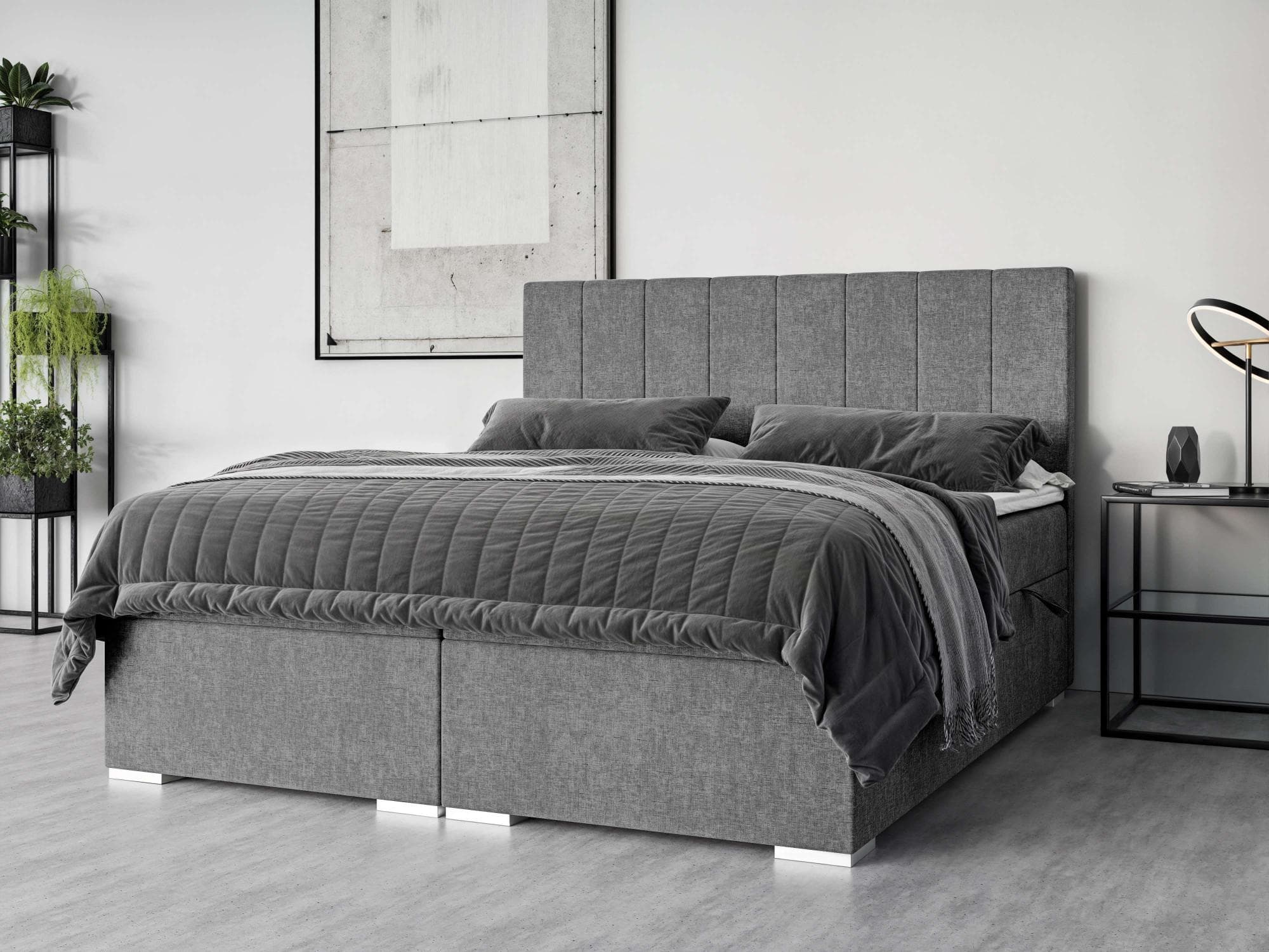 HOME AFFAIRE Ginoro Polsterbett mit Matratze und Bettkasten Grau