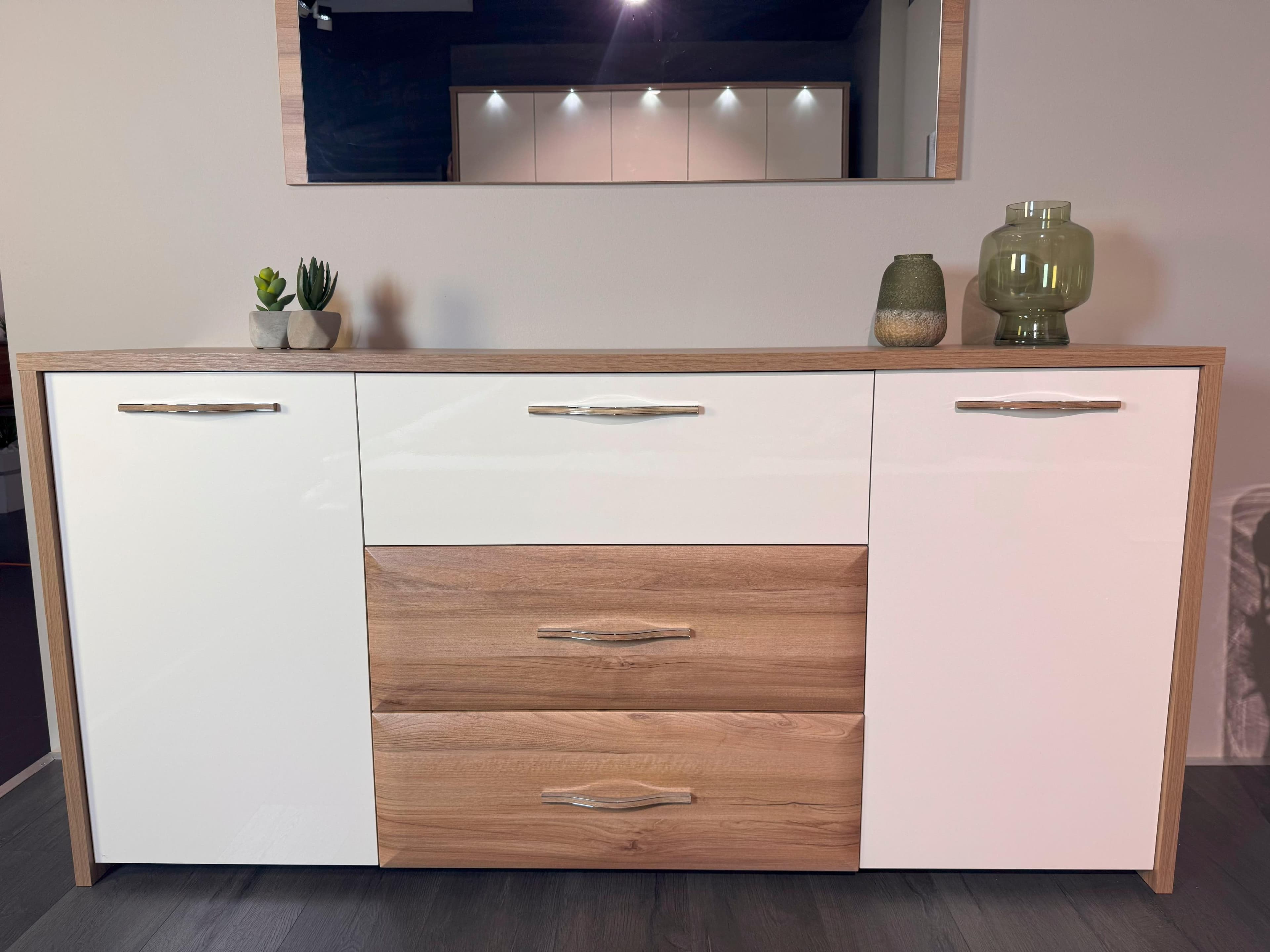 OTTO HOME Kommode Gala Beige Hochglänzend mit 3 Schubladen
