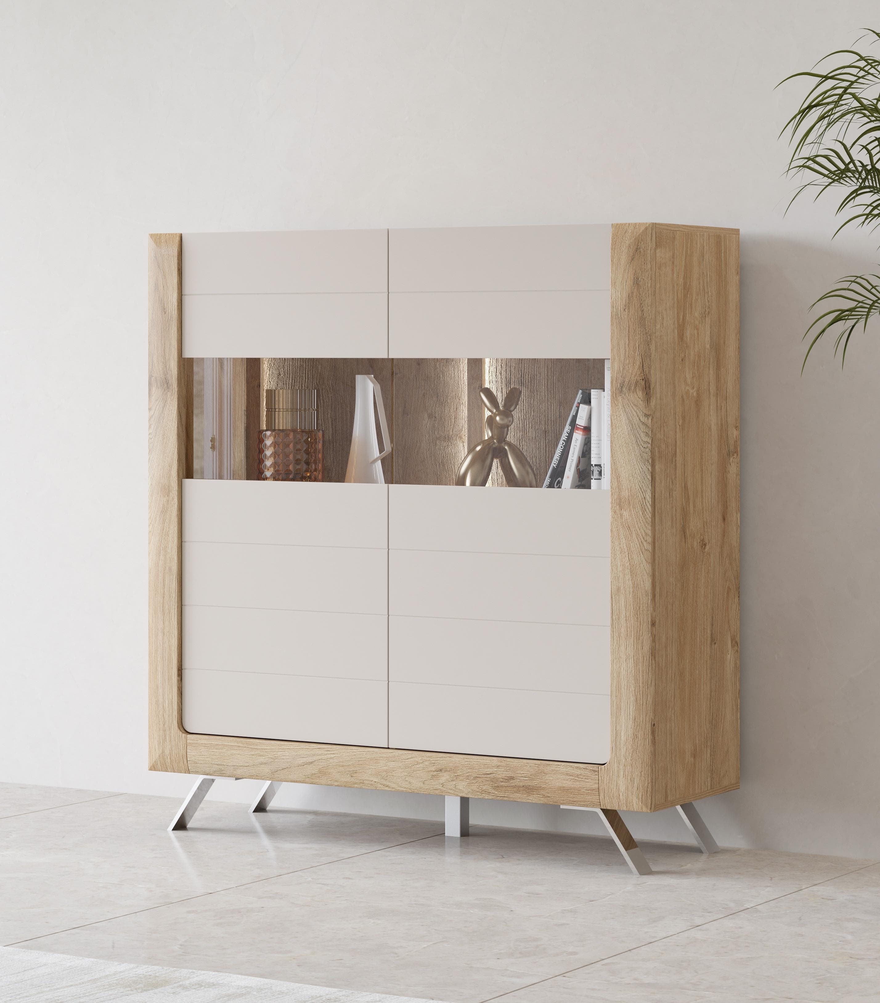 HOME AFFAIRE Highboard Kasai Eiche Harbor Gold mit Glastüren