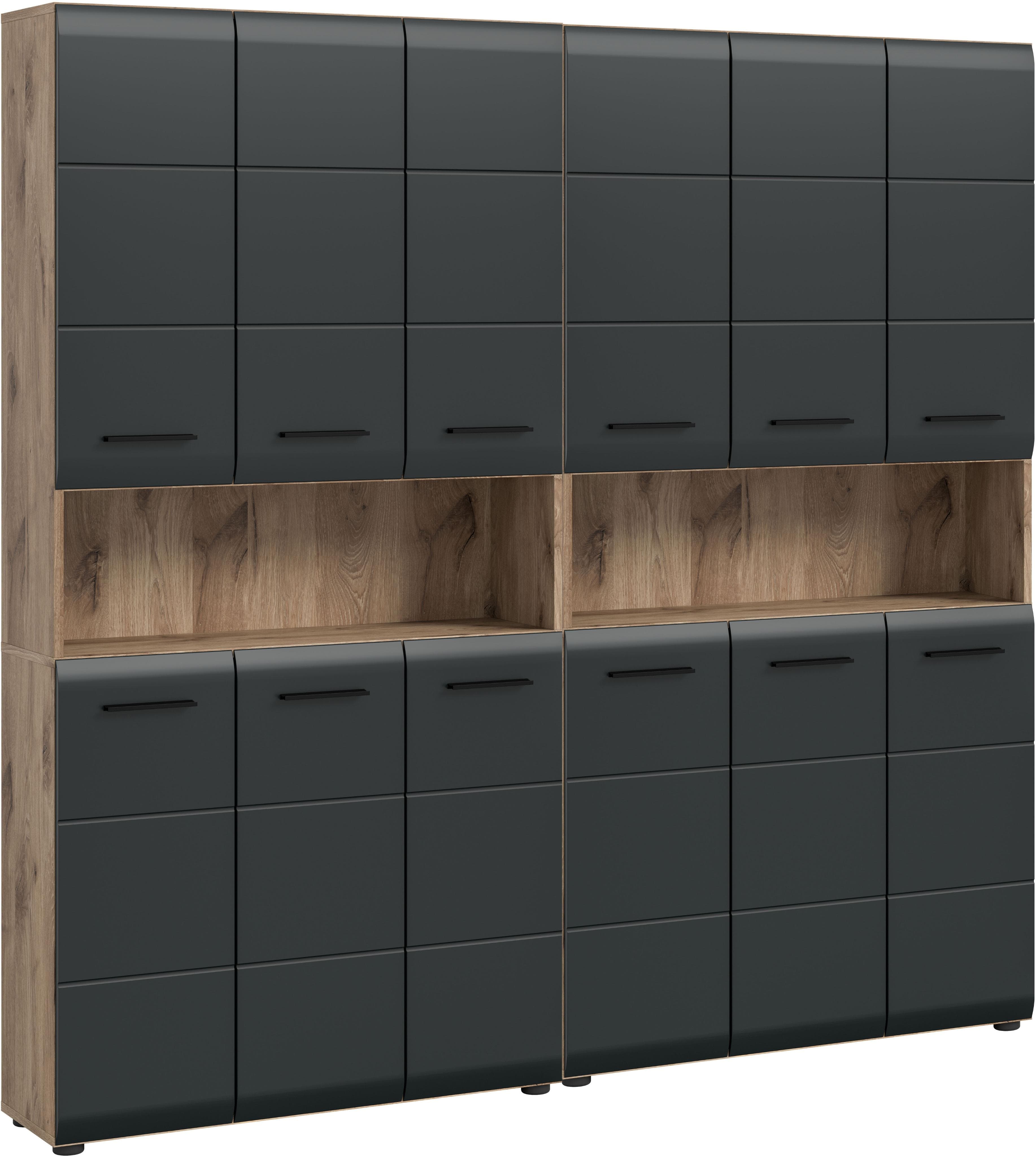 Badezimmer-Set INOSIGN Mehrzweckschränke Nox Oak NB Schwarz Matt