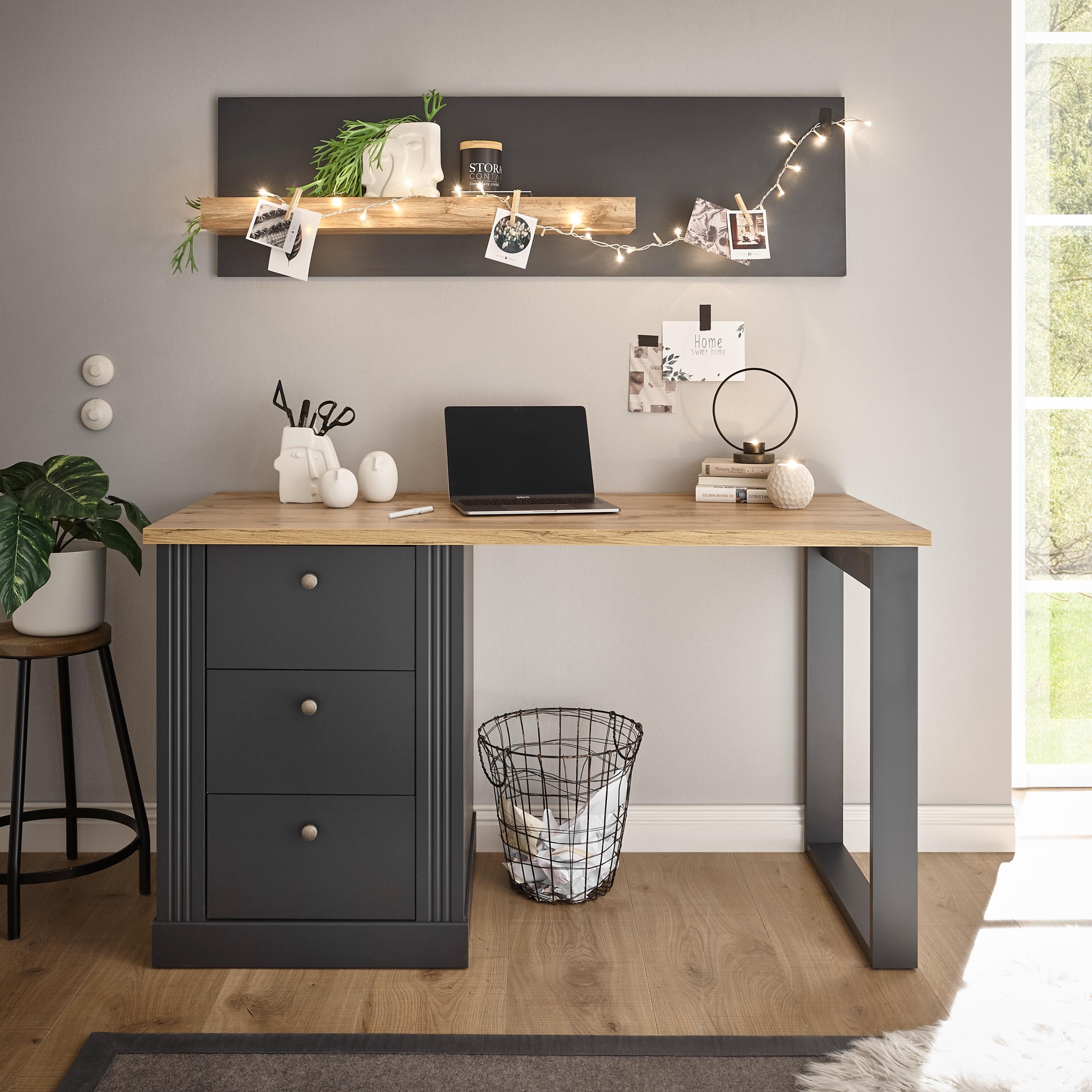OTTO HOME Westminster Büromöbel-Set Grau Landhausstil