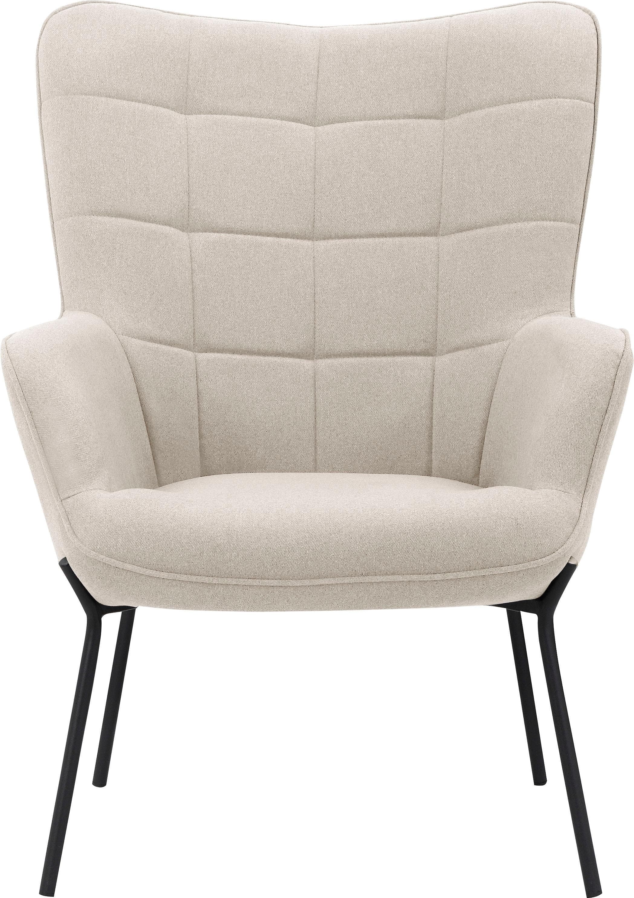 Loungesessel Luukas Ohrensessel mit Metallbeinen Beige Schwarz
