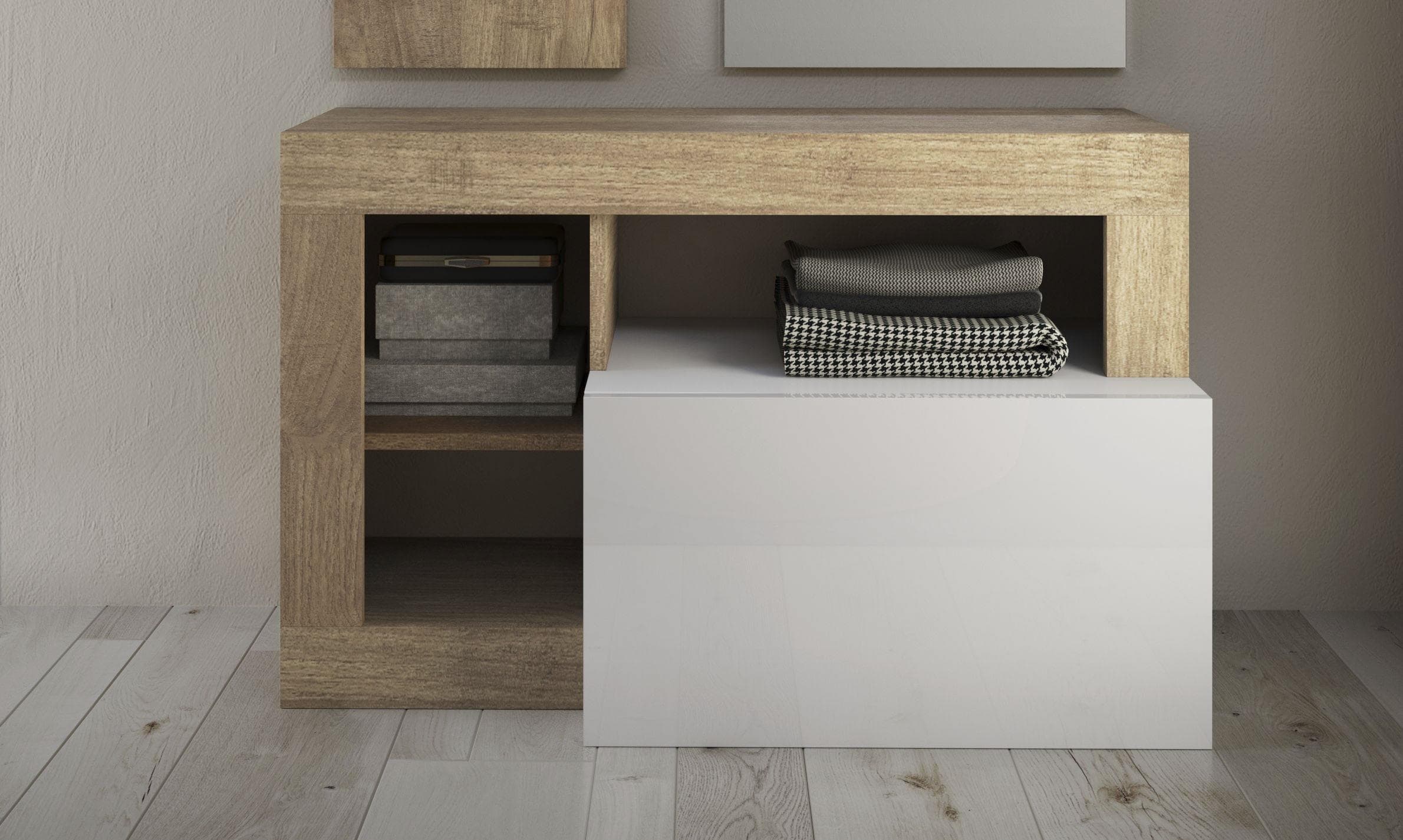 Home Affaire Garderobenschrank Hamburg Weiß Eiche Cadiz NB