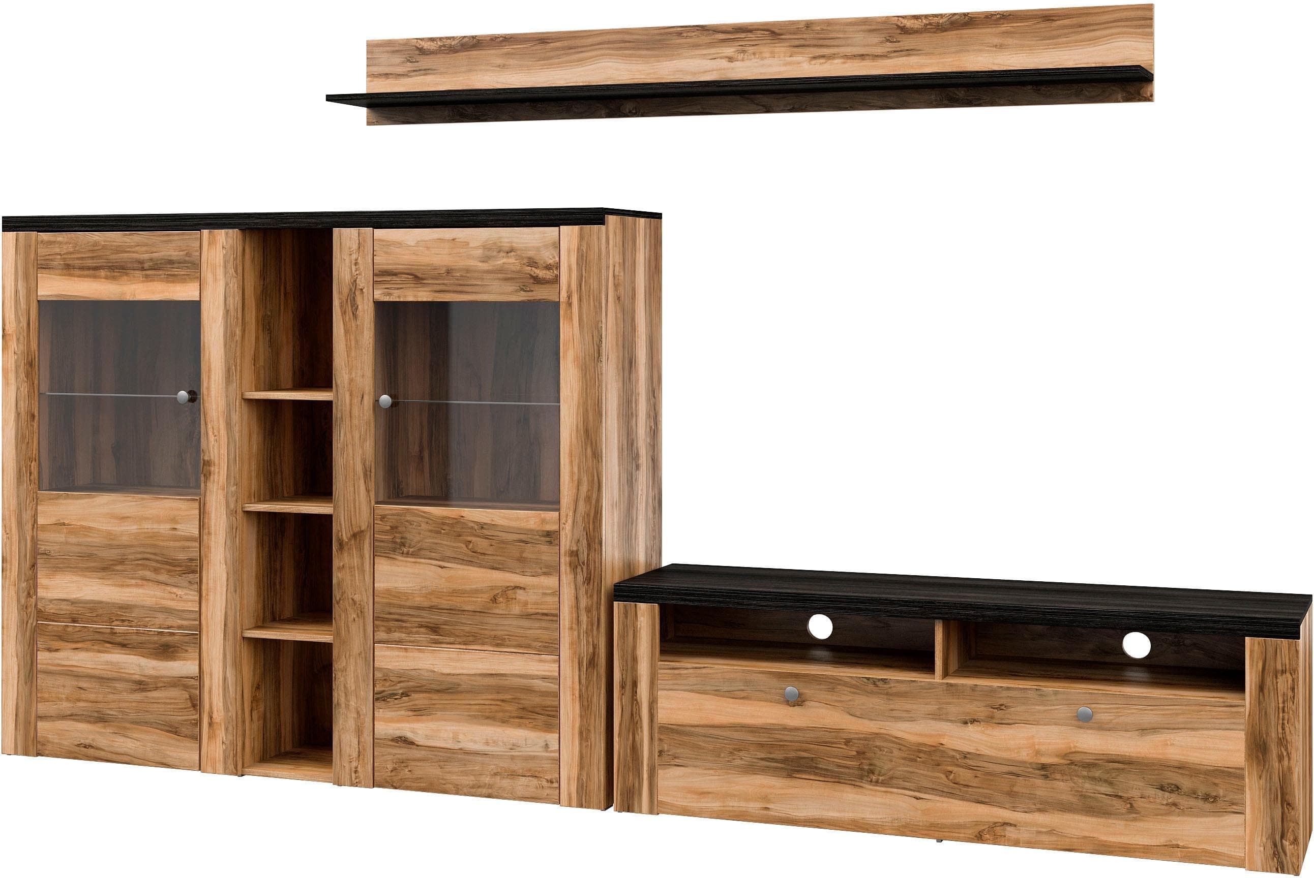 OTTO HOME Larona Wohnwand Set 3-teilig Braun Holzwerkstoff