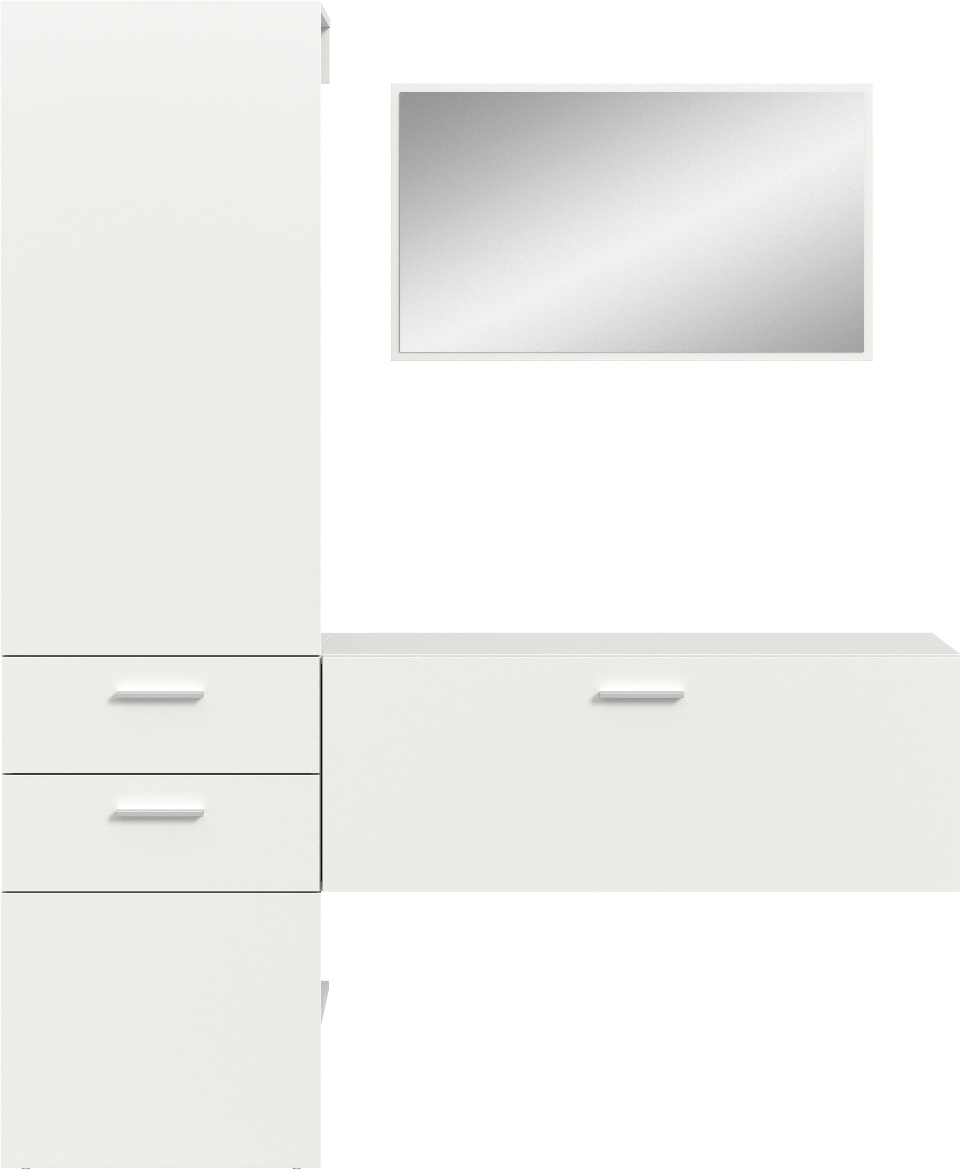Garderoben-Set INOSIGN Weiß Garderobenset Breite 156 cm Spiegel 2 Schubladen Flur Diele