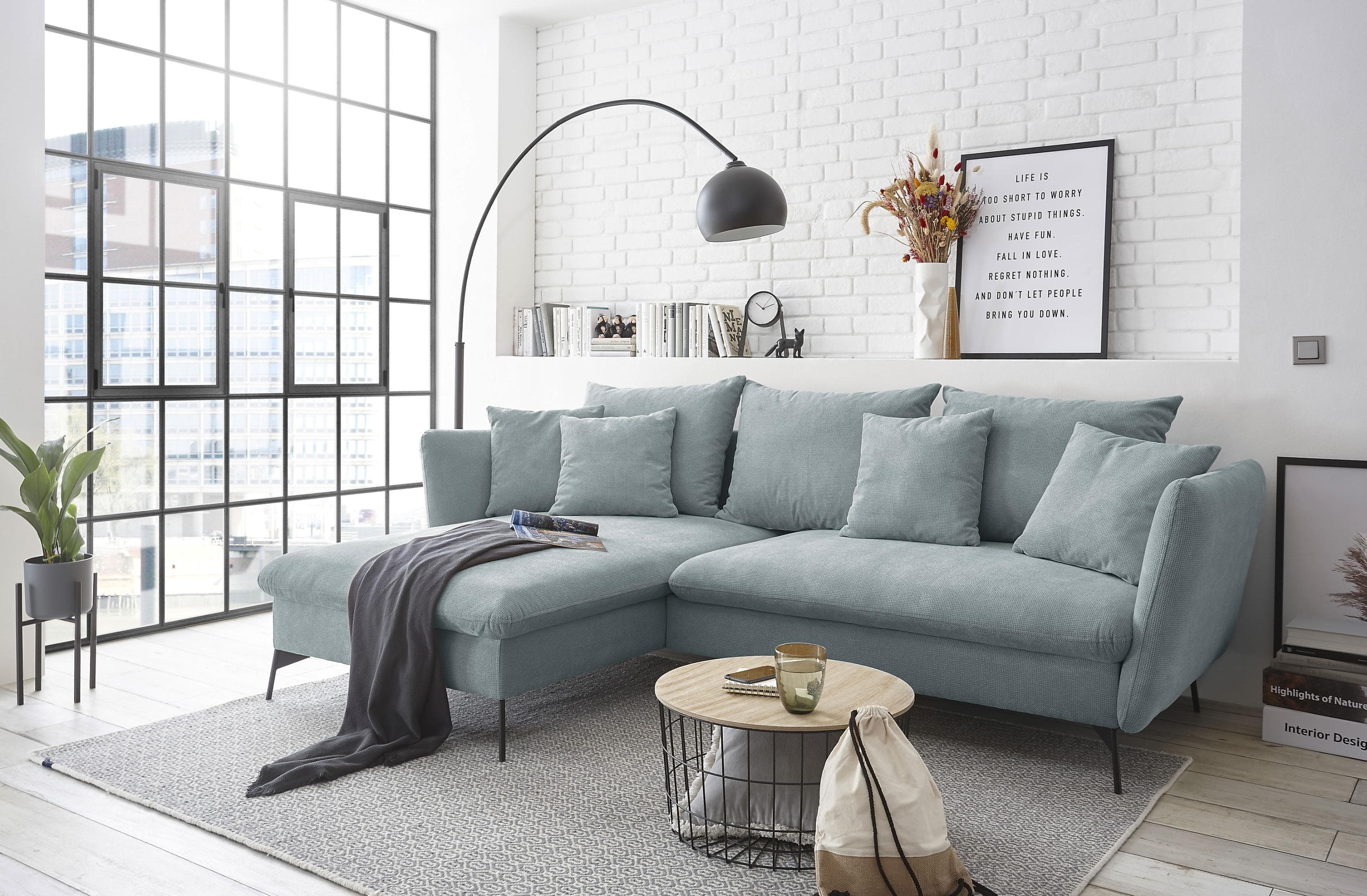 Ecksofa OTTO HOME LIVORNO L-Form Blaugrau mit Bettkasten