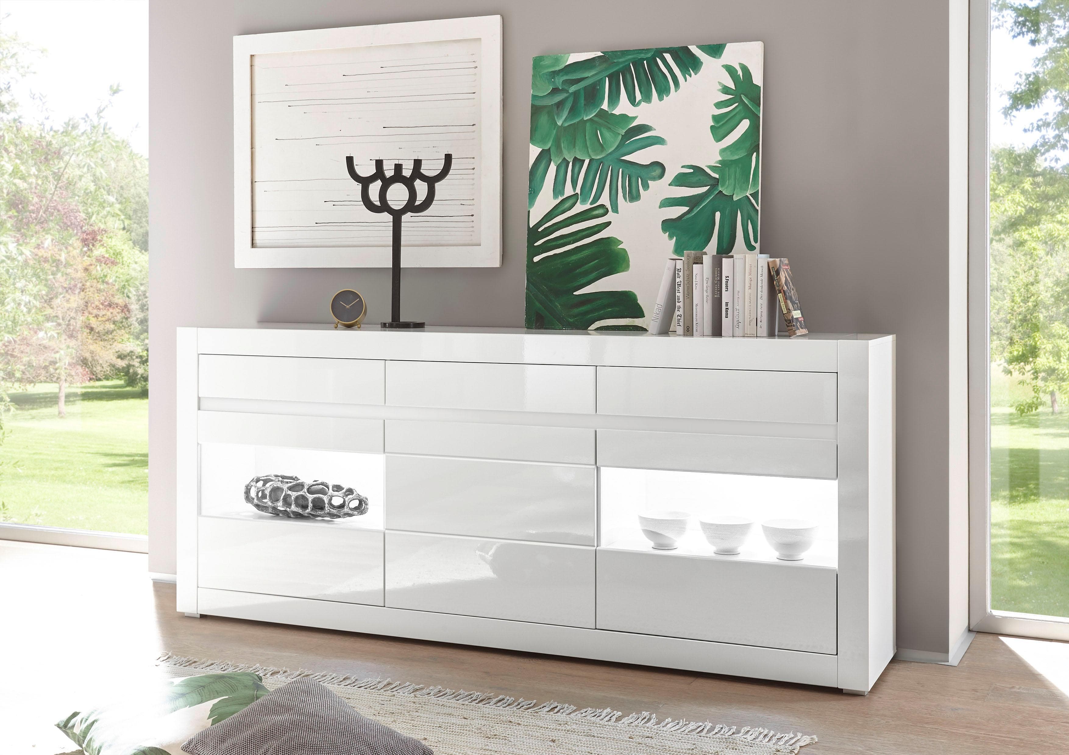 HOME AFFAIRE Sideboard Carat Weiß Hochglanz mit Soft-Close