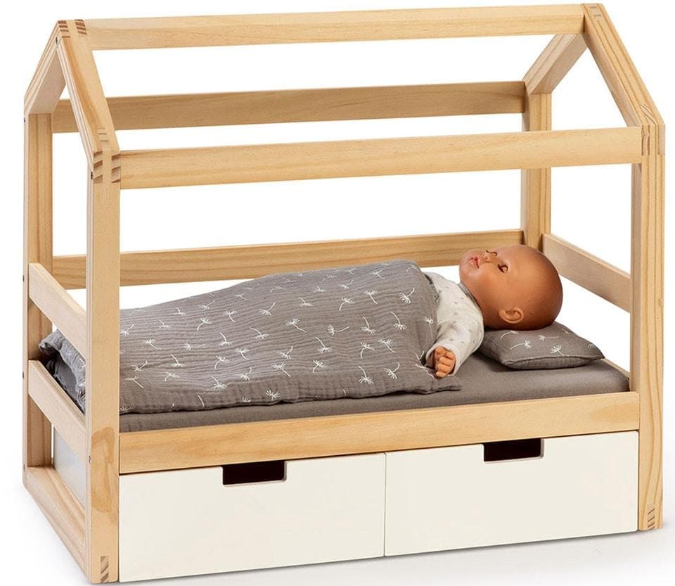 MUSTERKIND® Puppenbett Viola Natur/Weiß Holz