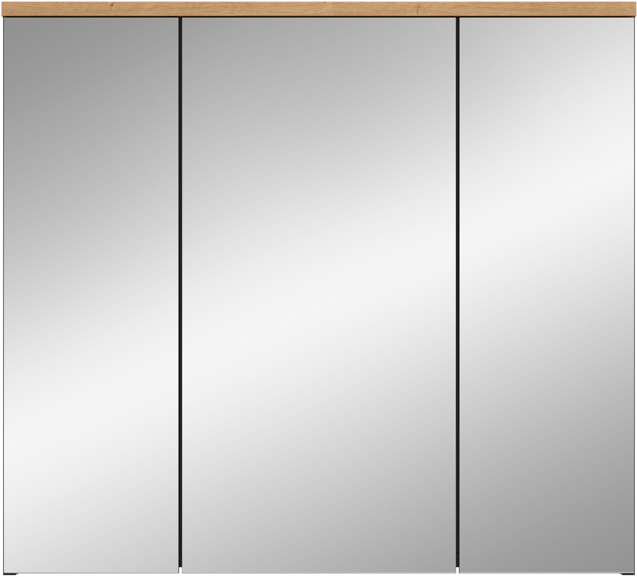 WELLTIME Spiegelschrank REHAT 3-tlg. Grau Eiche Soft-Close