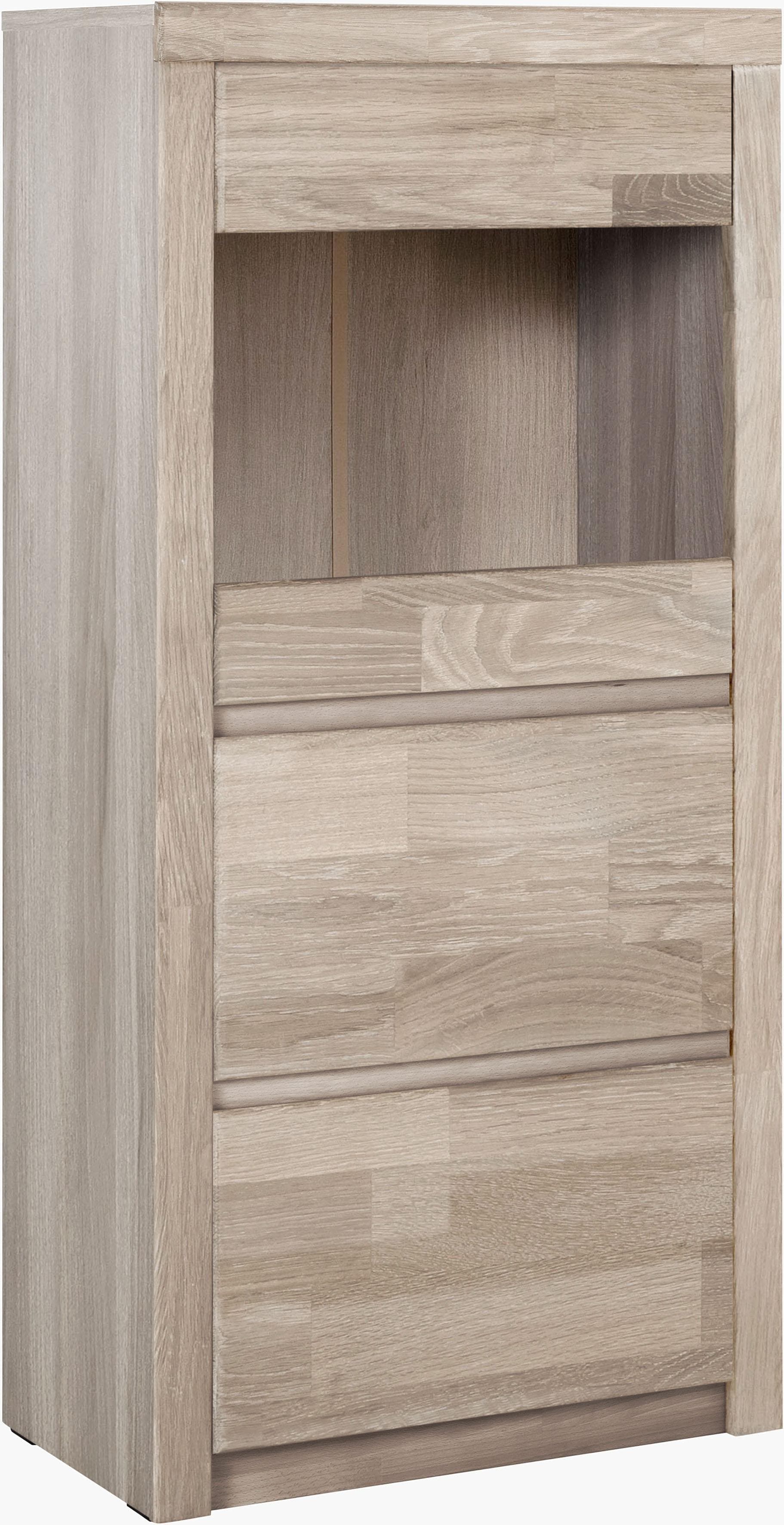Grifflose Vitrinenschrank - Teilmassives Design