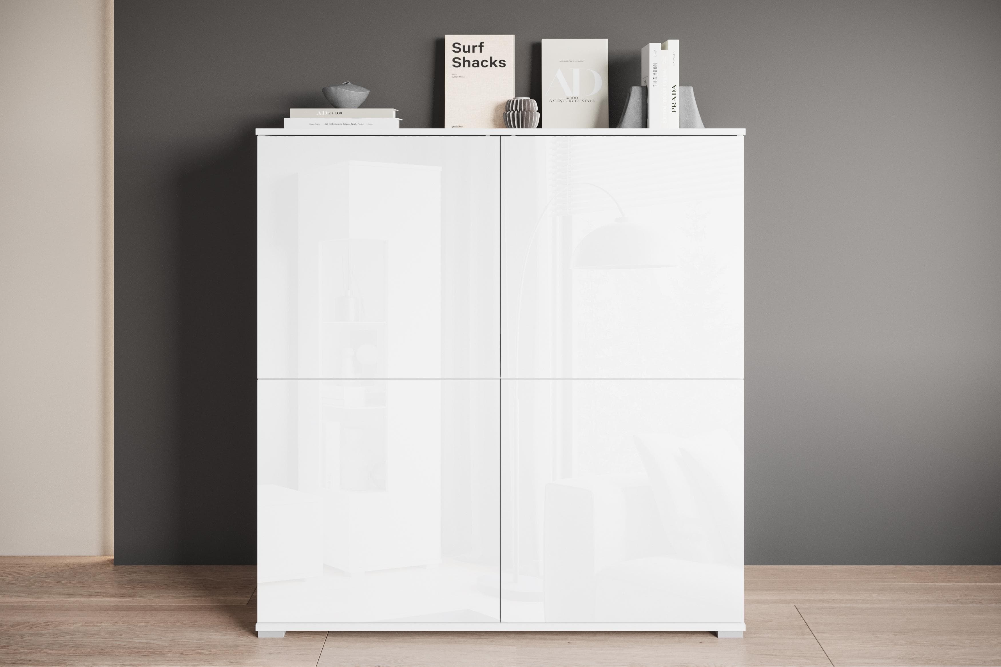OTTO HOME Kenia PC-Schrank Weiß Hochglanz mit Tastaturauszug