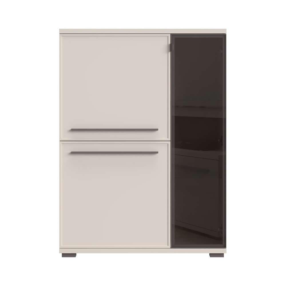 Highboard PLACES OF STYLE Opera Sideboard Kommode Glastür Aluminiumrahmen Cashmere