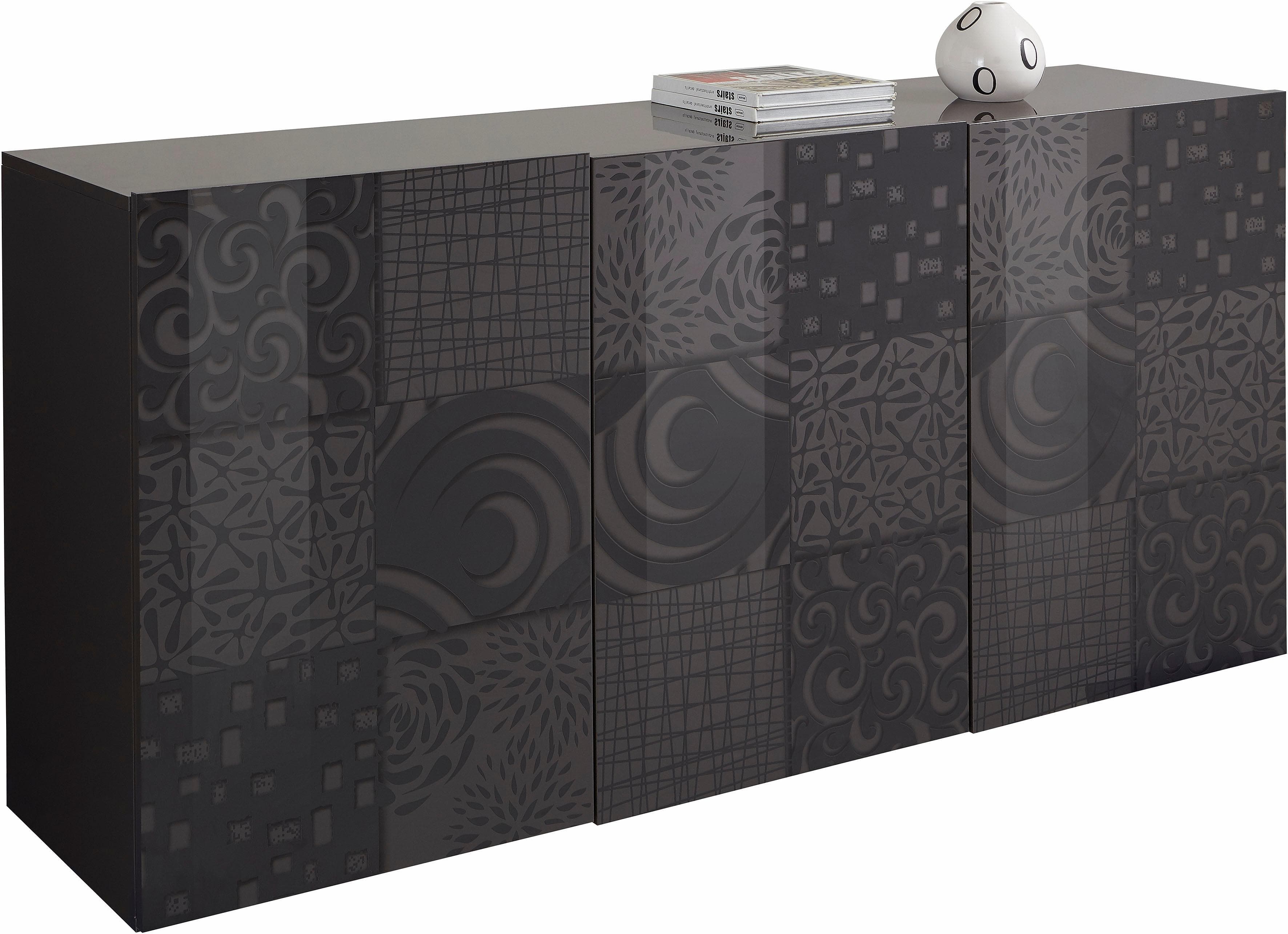 HOME AFFAIRE Sideboard Miro Anthrazit Hochglanz Lack Grifflos