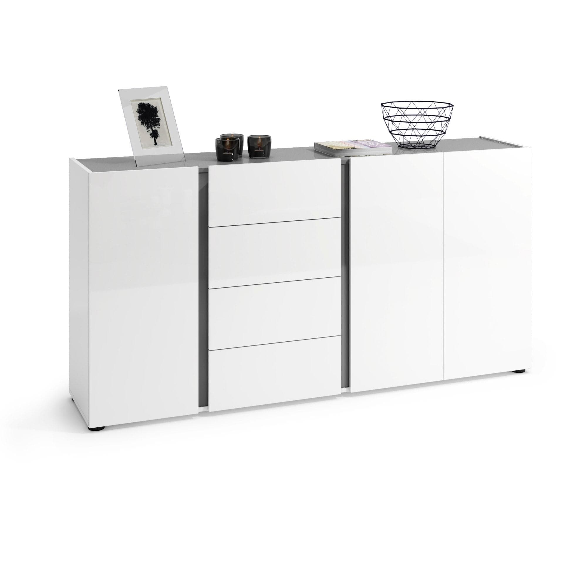 Sideboard HOME AFFAIRE Atrium Weiß Anthrazit Hochglanz