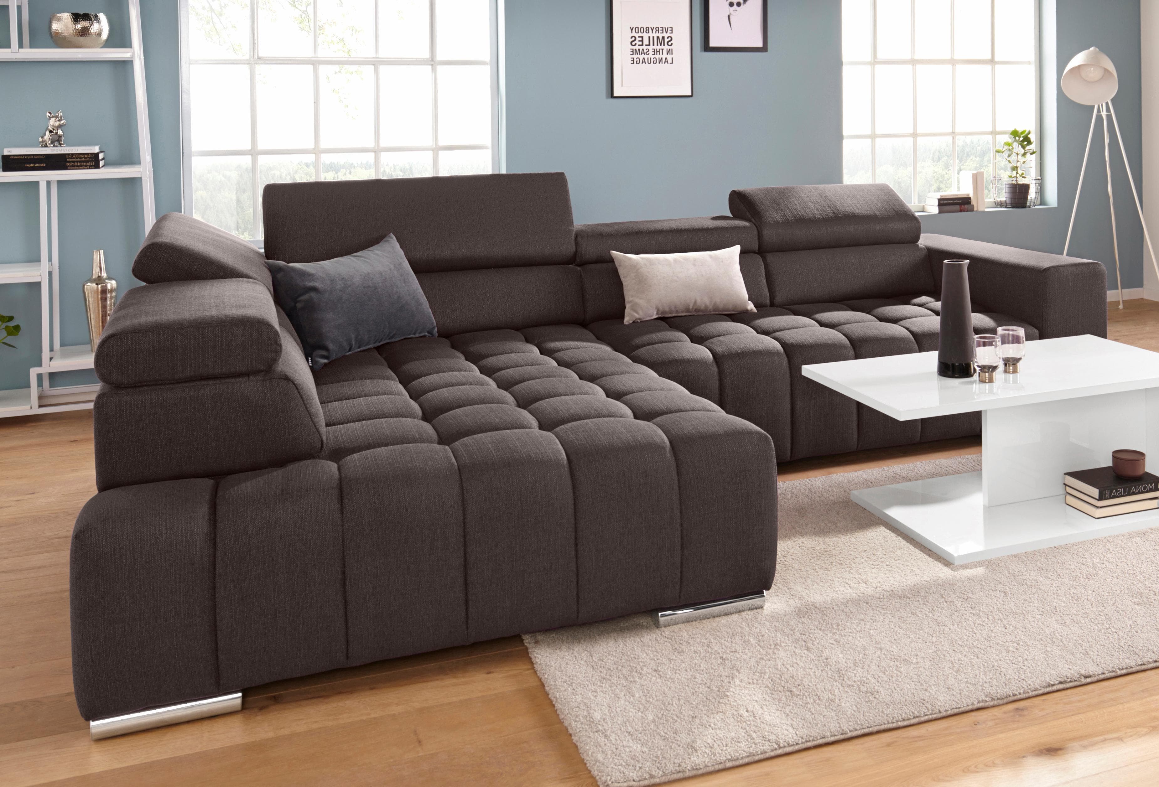 Ecksofa EXXPO Elias L-Form Mocca mit Bettfunktion