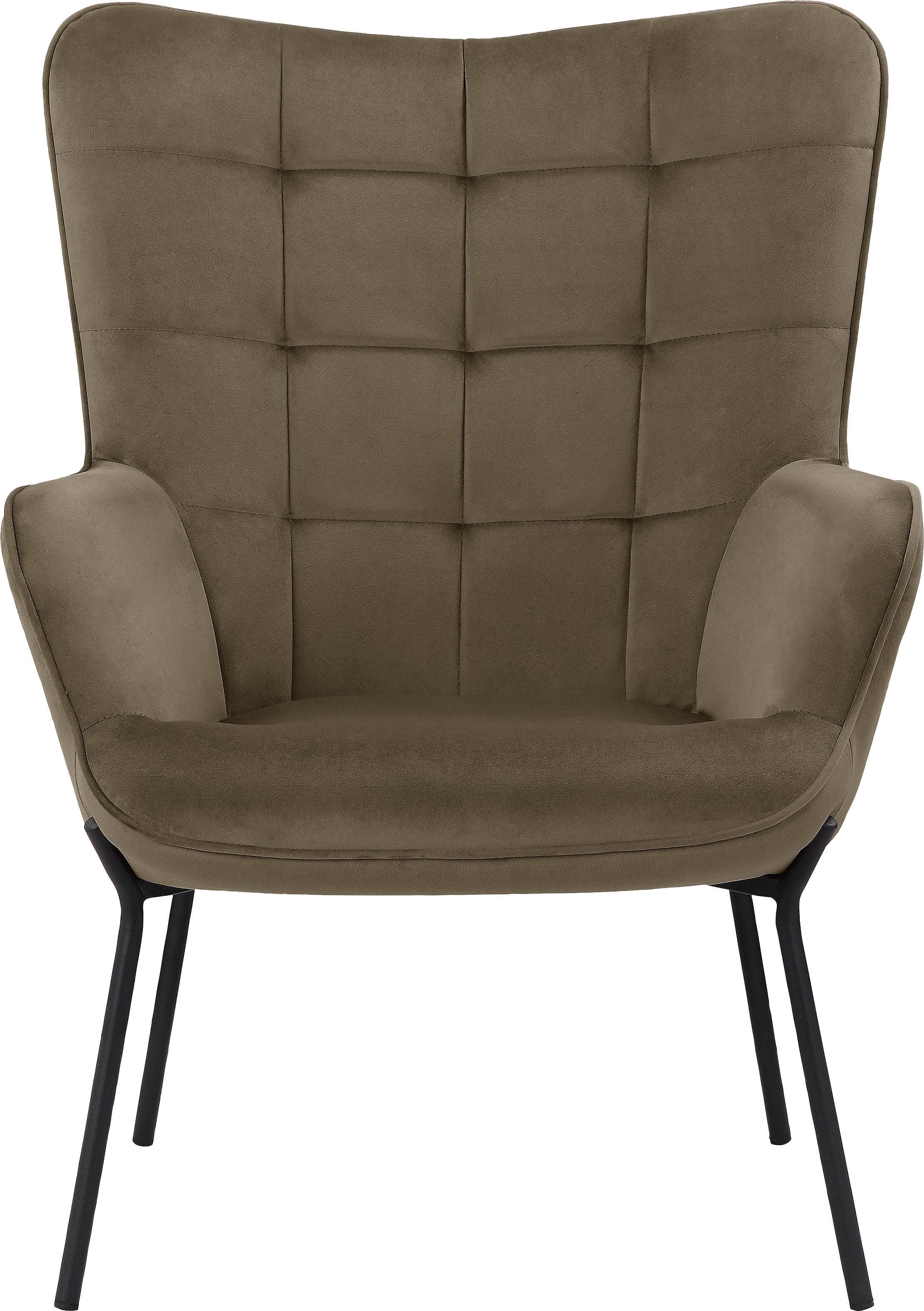 Loungesessel HOME AFFAIRE Luukas Ohrensessel mit Metallbeinen Braun