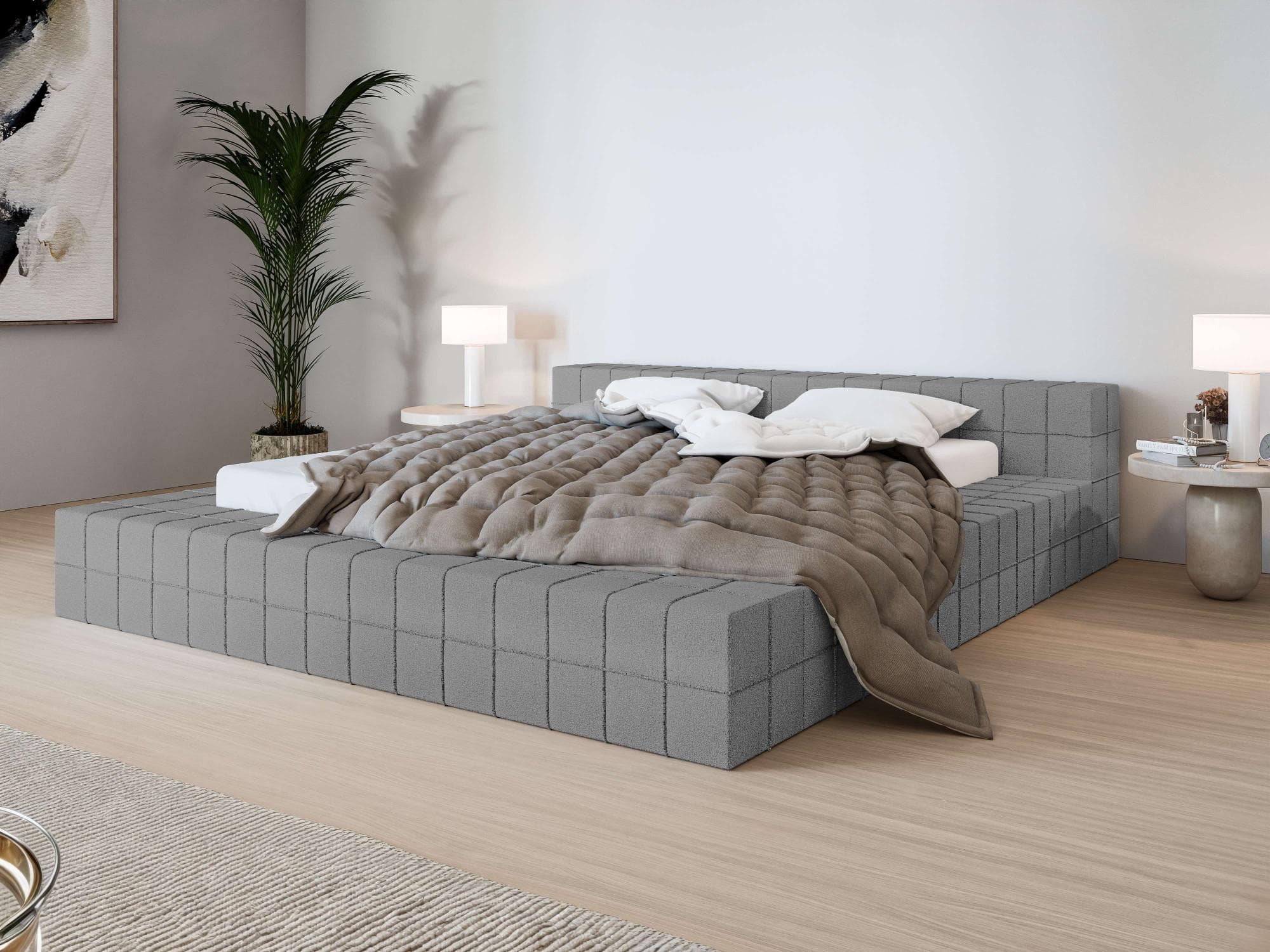Polsterbett HOME AFFAIRE VENDY Grau mit Taschen-Federkernmatratze