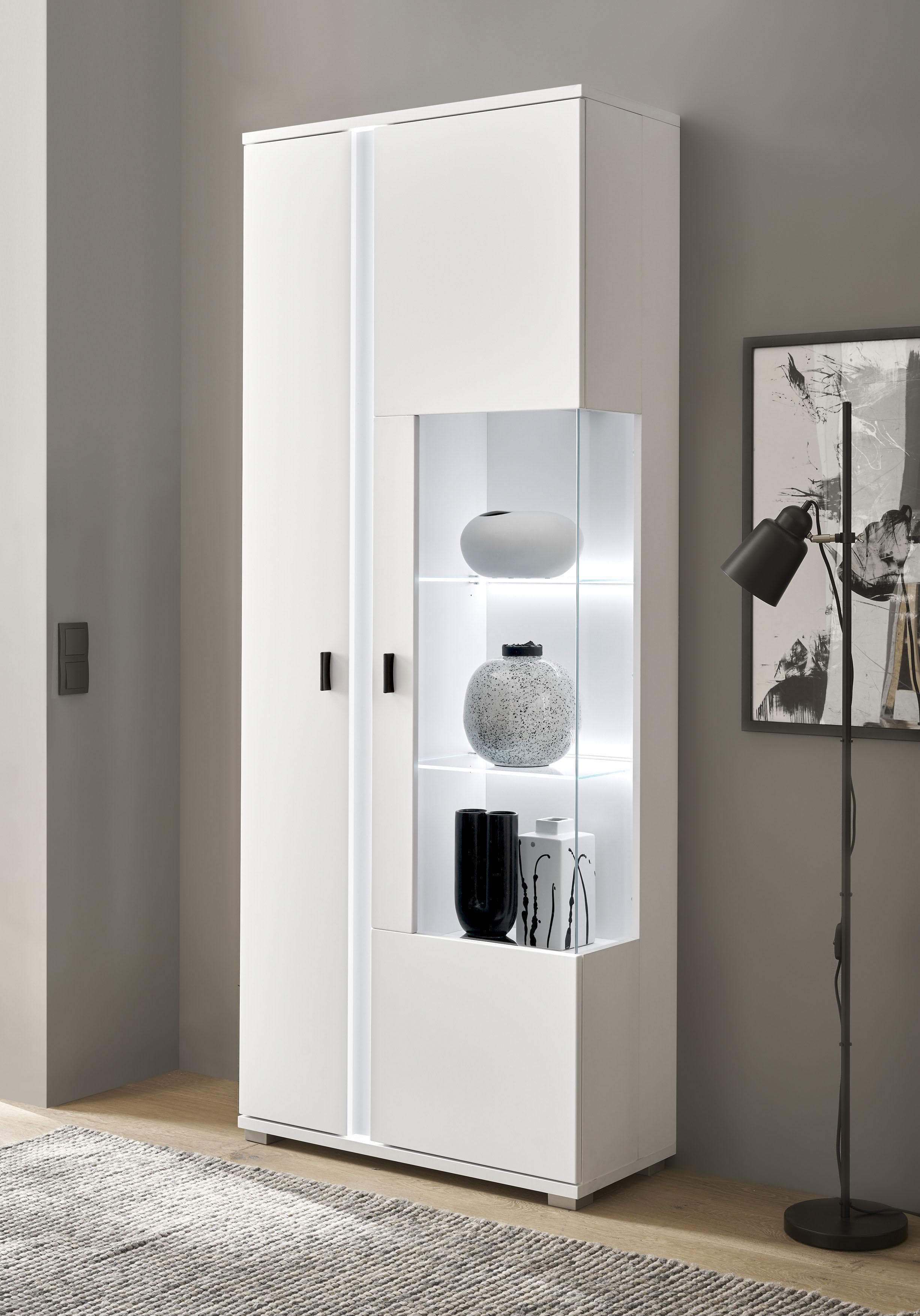 Home Affaire Vitrine LONG ISLAND Weiß mit LED-Beleuchtung
