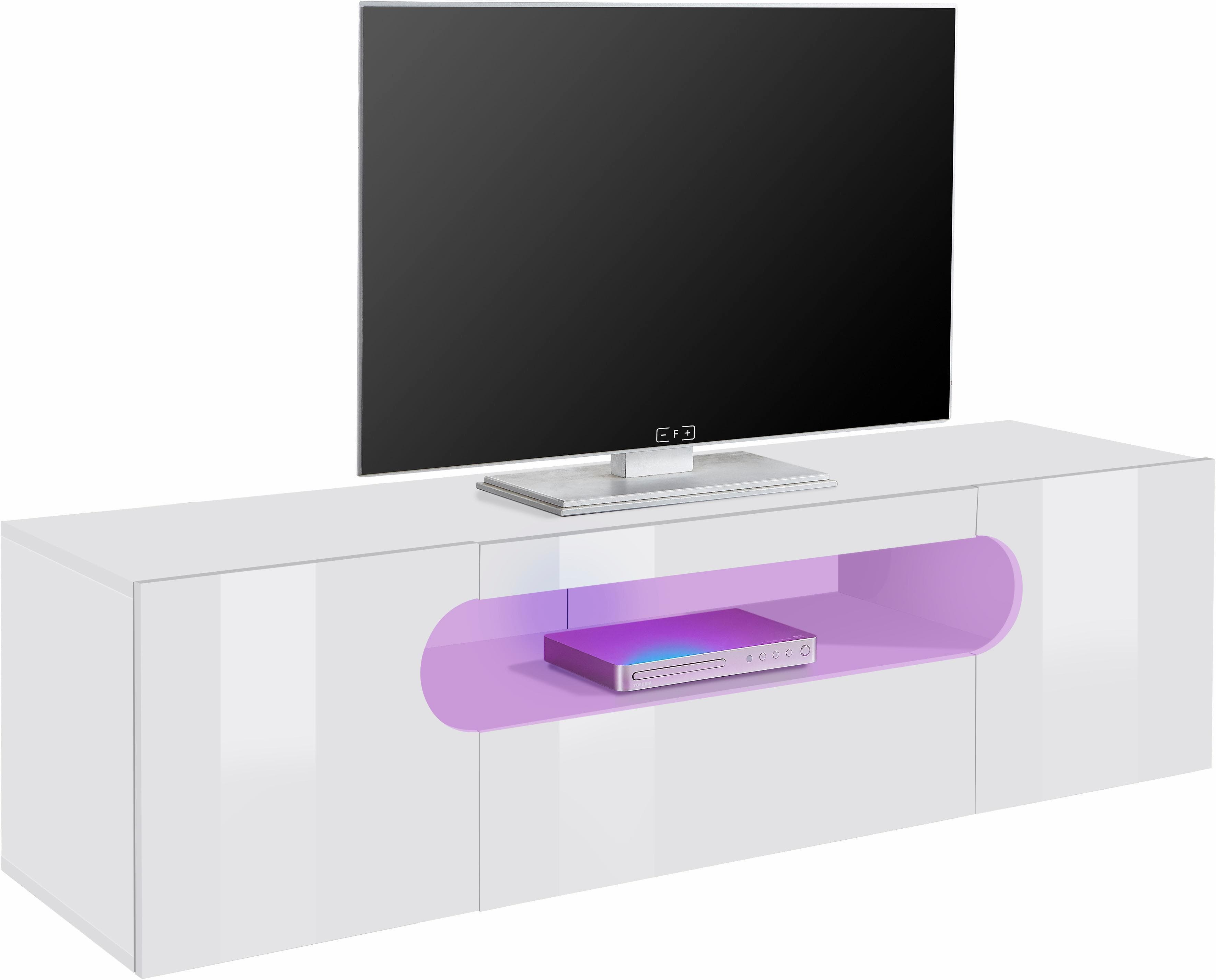 Home affaire Lowboard Real Weiß Hochglanz TV-Kommode 150 cm