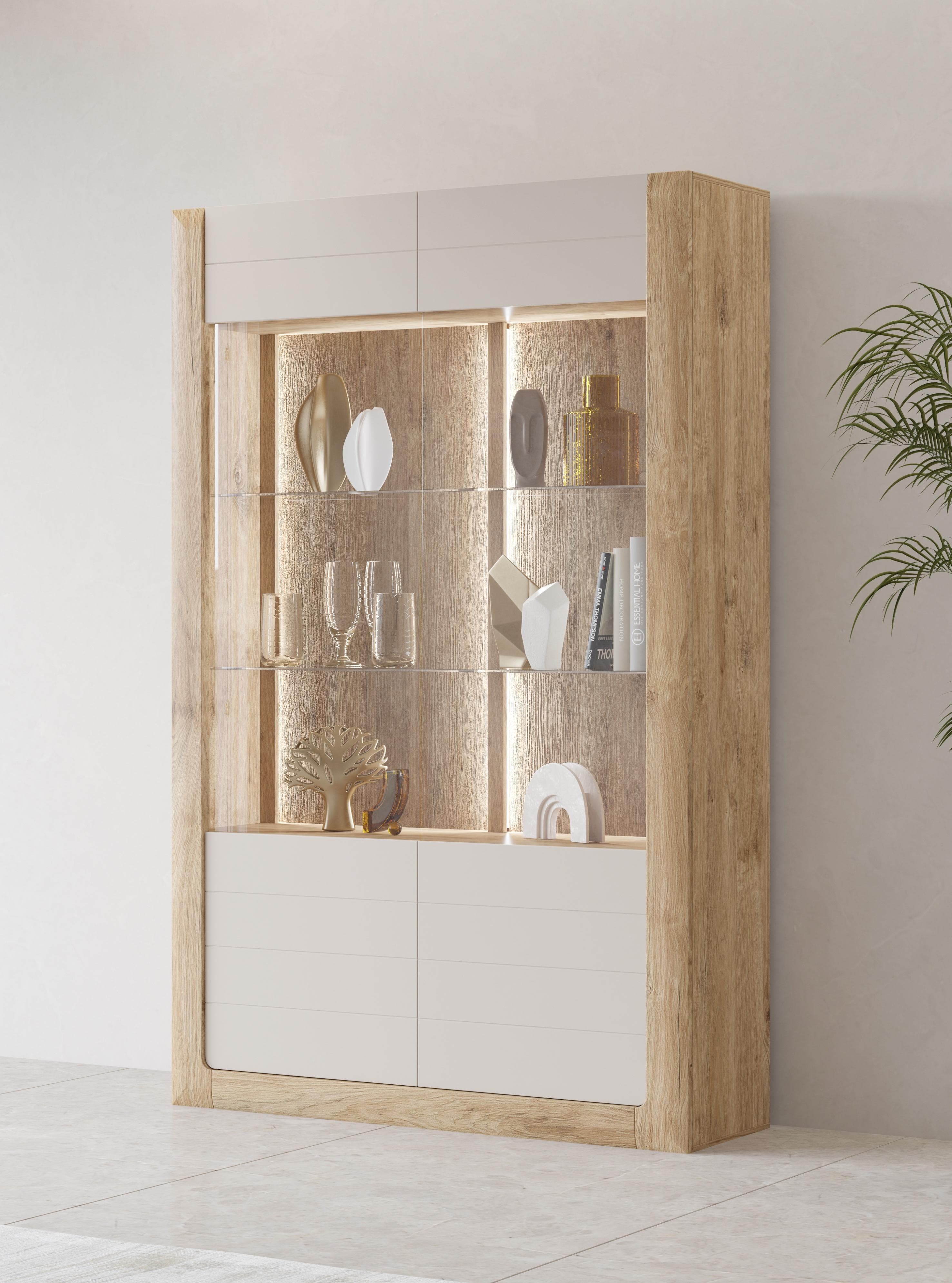 HOME AFFAIRE Vitrine Kasai Beige Eiche Harbor Gold