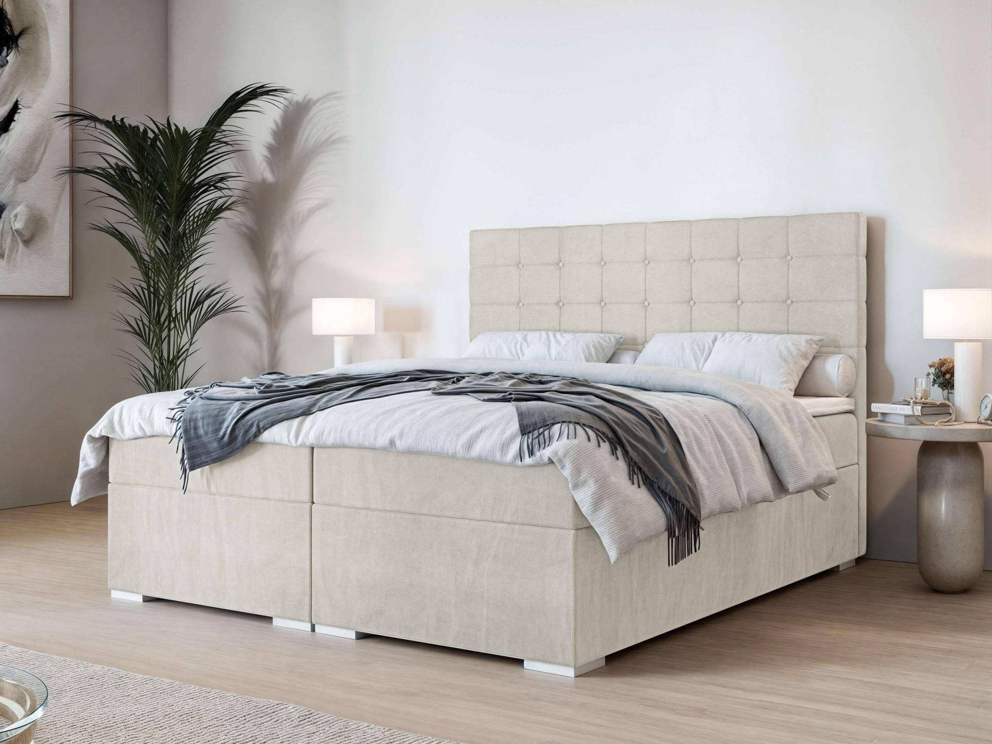 HOME AFFAIRE Semla Polsterbett mit Matratze und Bettkasten hellbeige