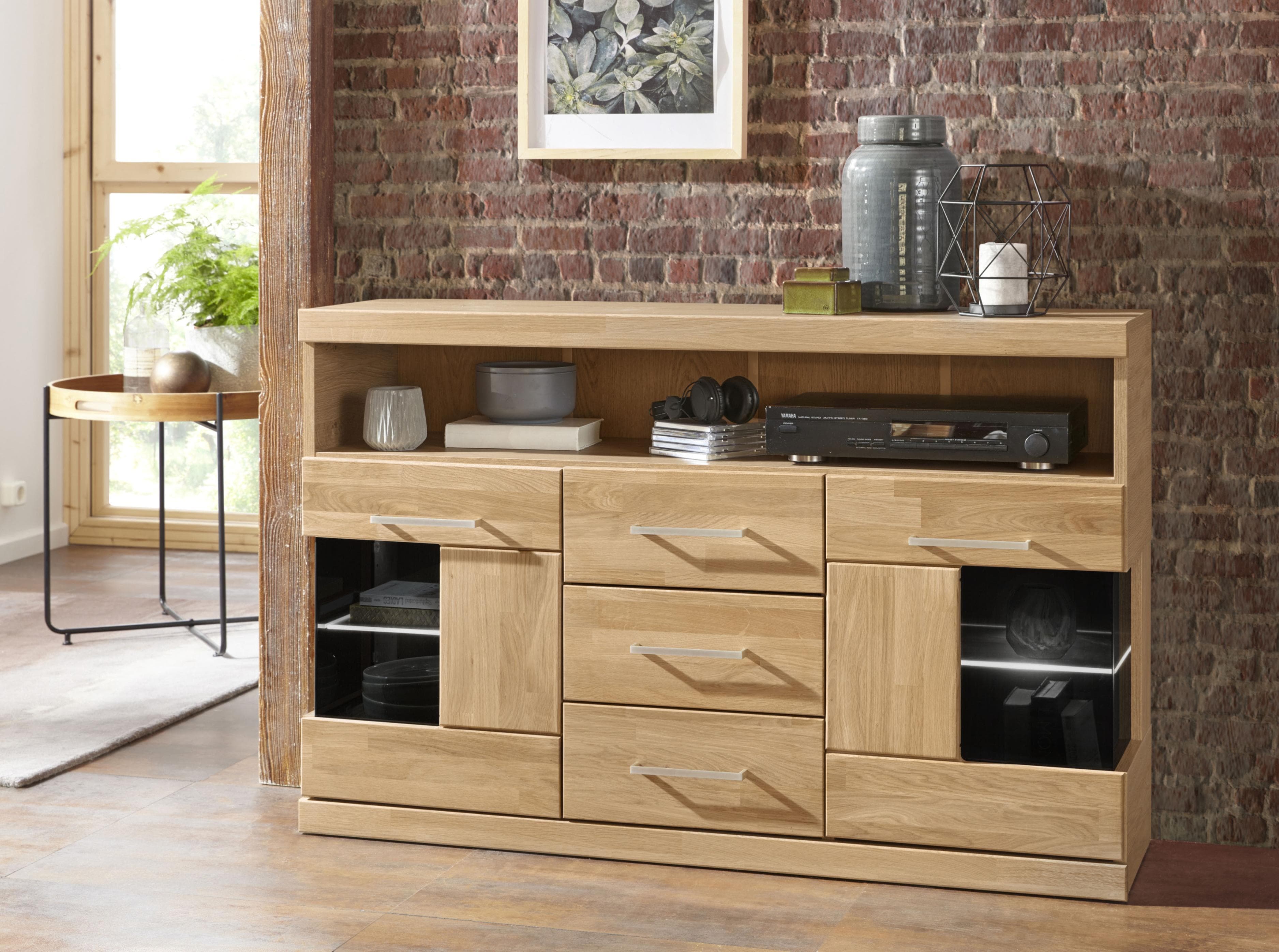 OTTO HOME Sideboard Ribe 125cm Eiche Fronten Massivholz