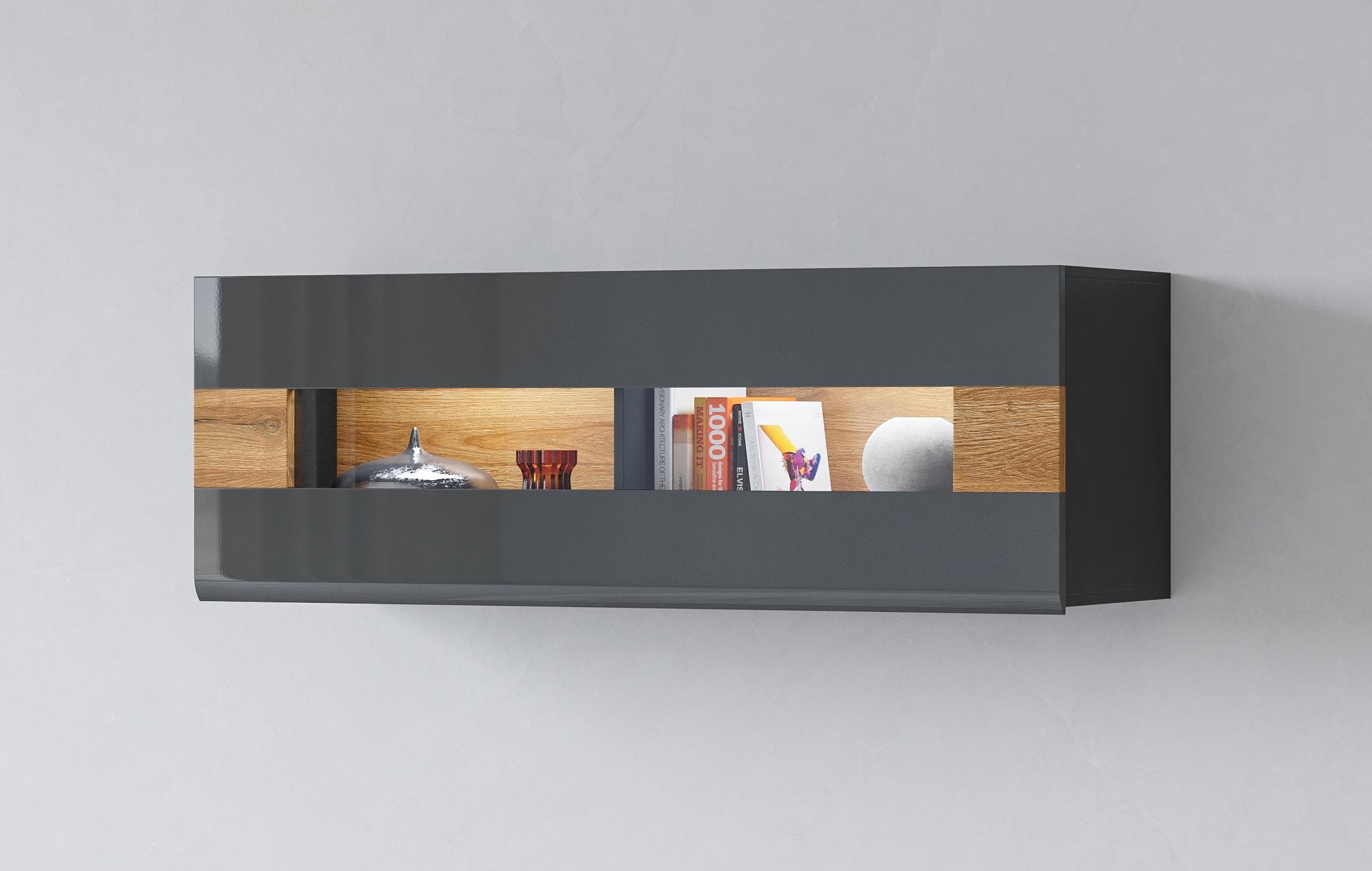 OTTO HOME Hängevitrine Toledo Anthrazit Glas MDF