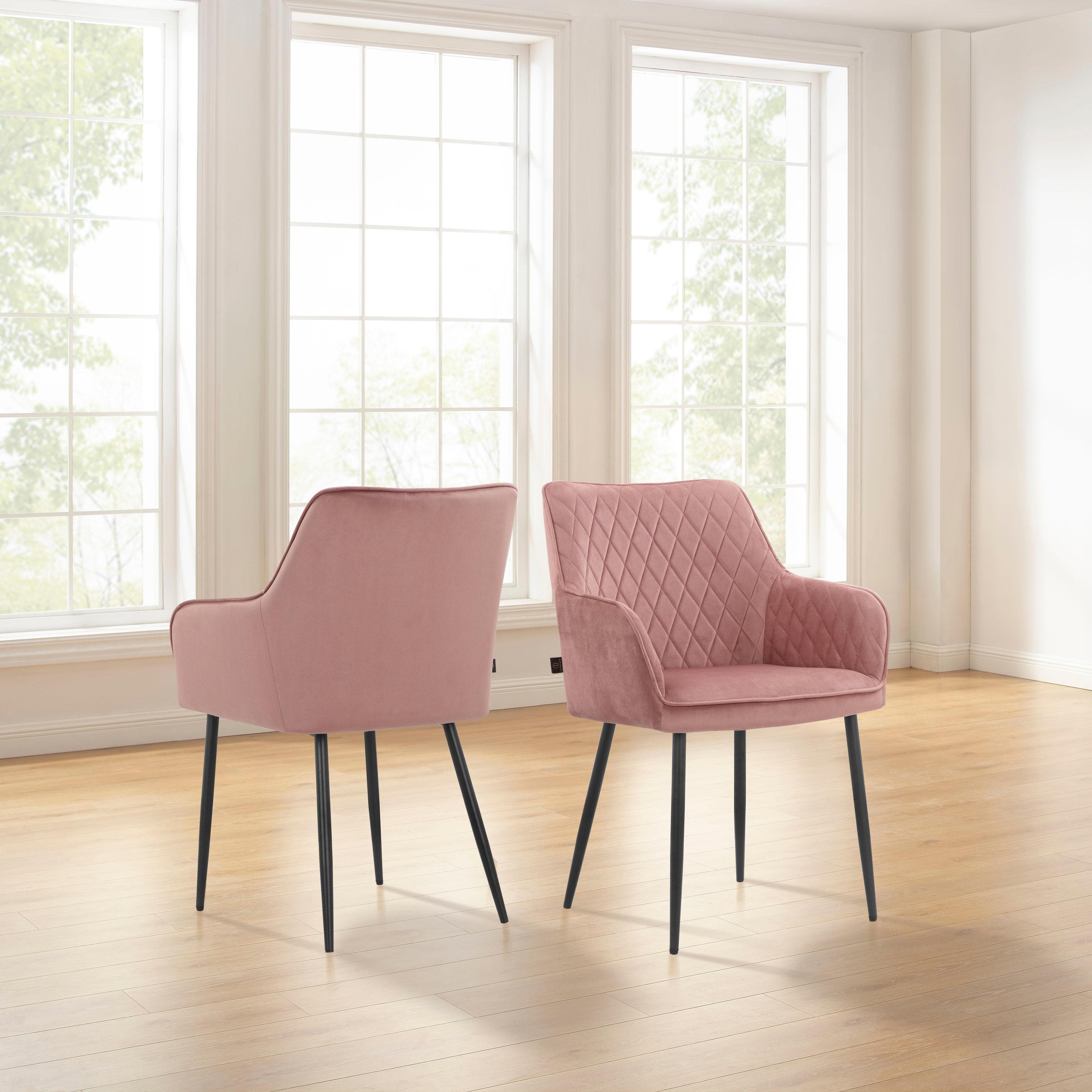 OTTO HOME Montmerle Armlehnstuhl Rosa Schwarz Veloursstoff