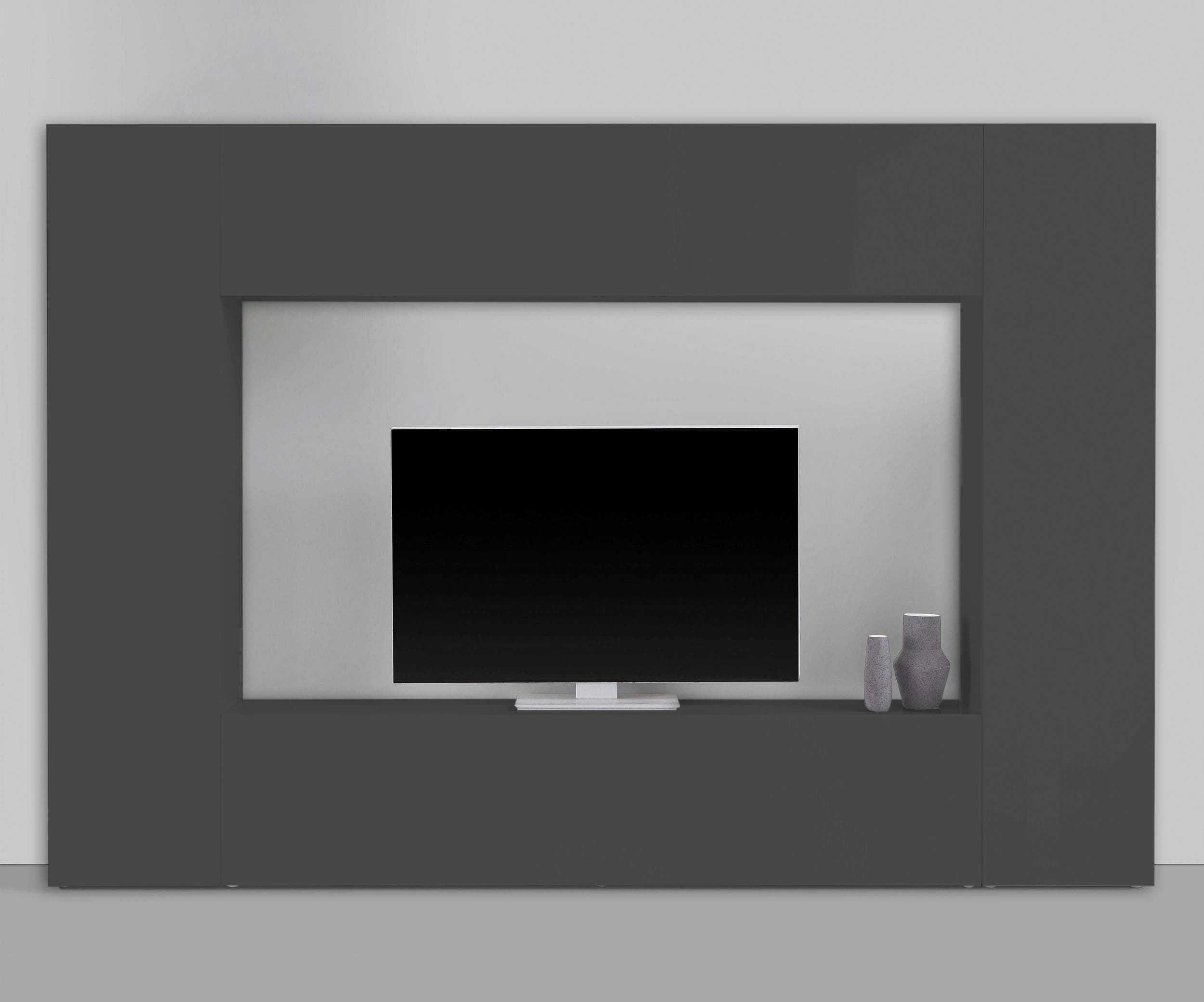 Home Affaire Wohnwand Maruska Anthrazit Weiß Hochglanz