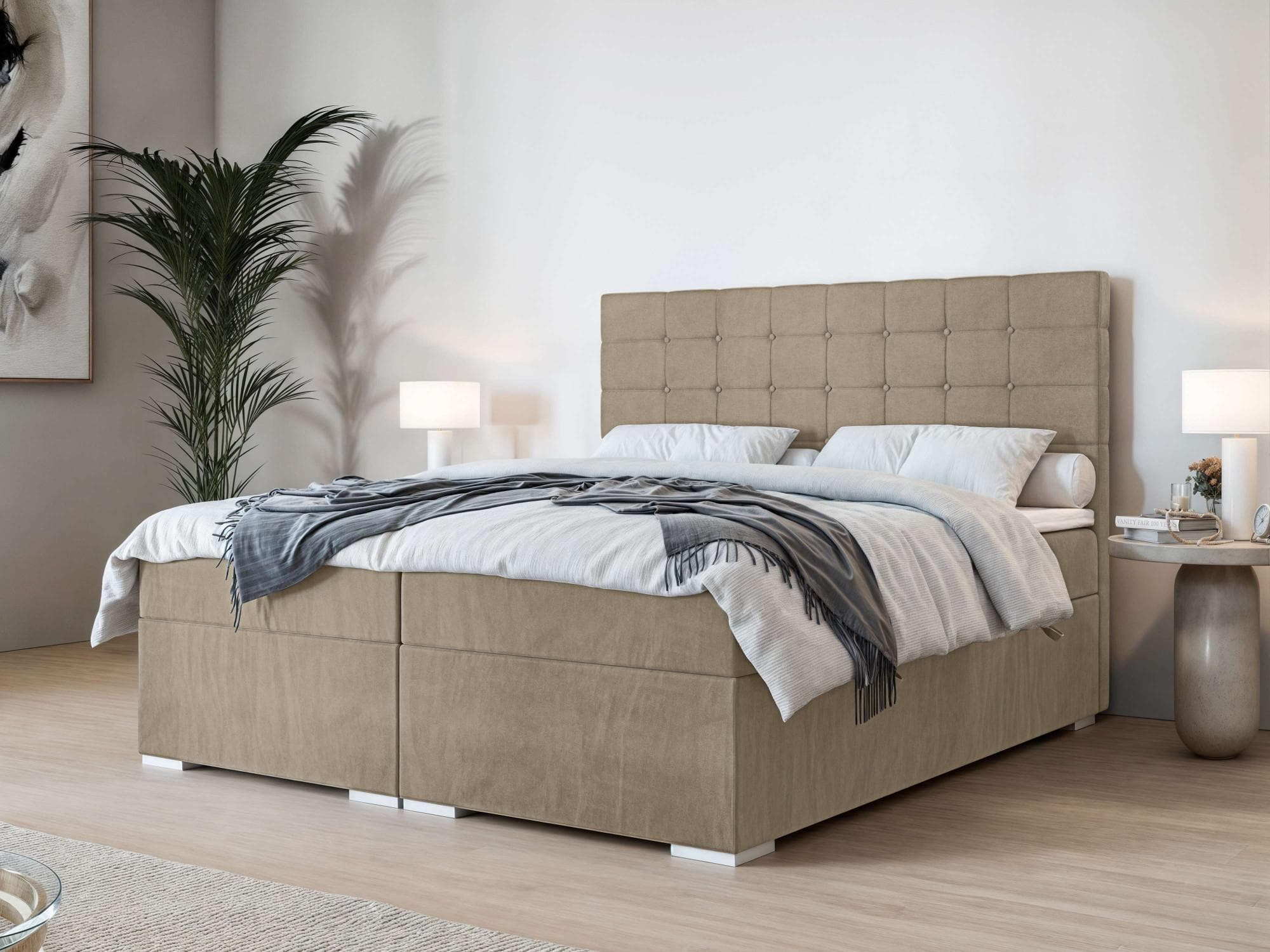 HOME AFFAIRE Semla Boxspringbett mit Matratze und Topper Grau