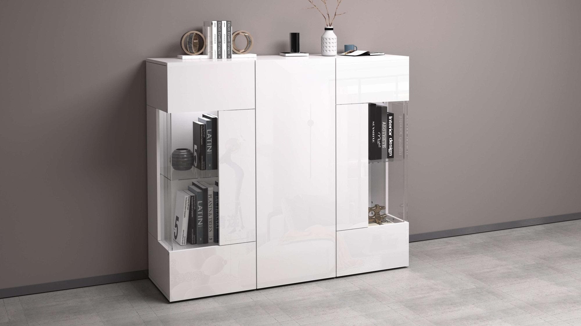 OTTO HOME Highboard Egypt Weiß Hochglanz mit Glastüren