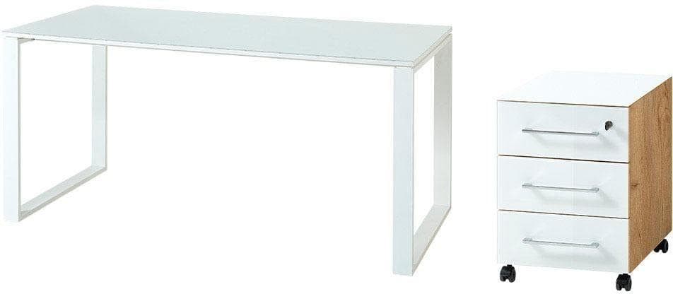 Büromöbel-Set Germania GW-Monteria Weiß Eiche Holzwerkstoff Metall