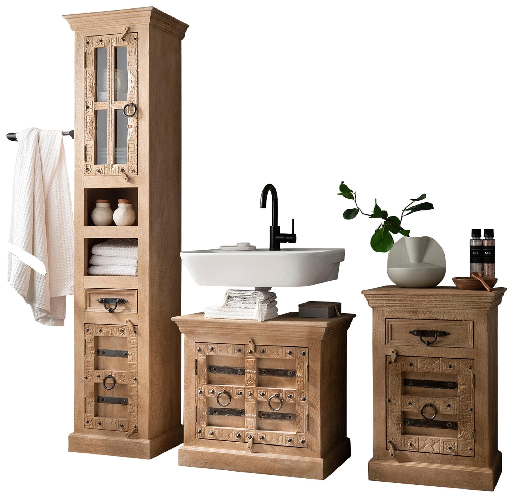 SIT Badmöbel-Set 5-tlg. Massivholz Mango Beige