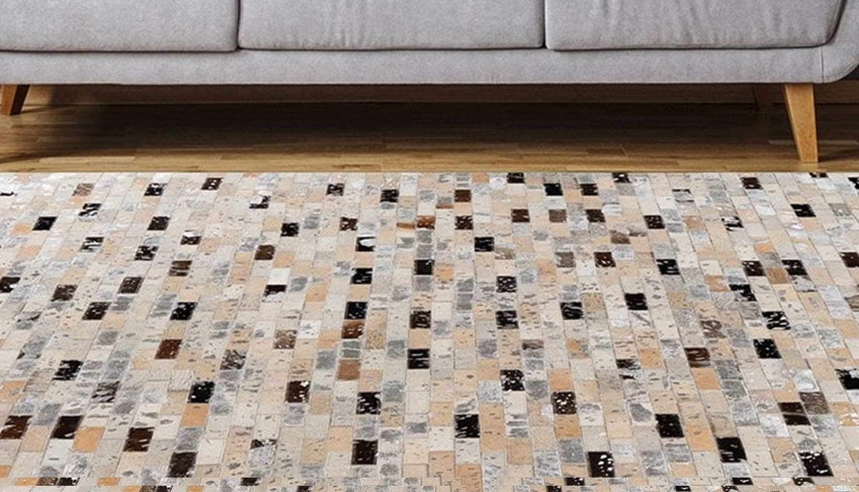 Padiro Lederteppich Lavin - Patchwork-Design aus echtem Leder