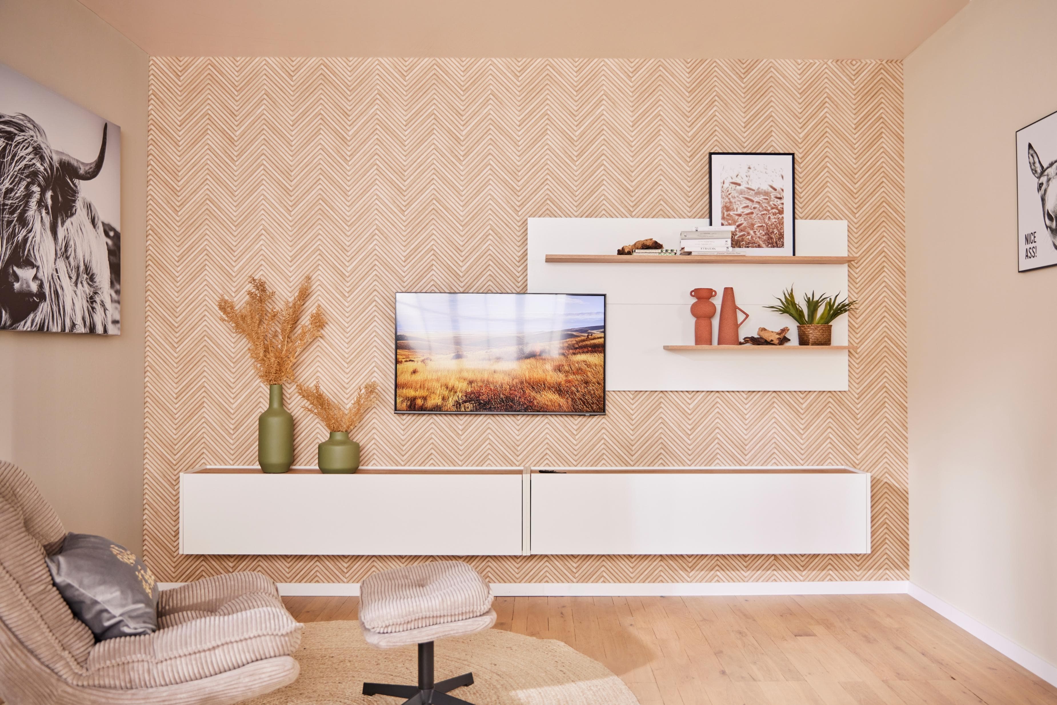 INOSIGN Wohnwand City/Giron - Modernes Design, Grifflos, Holzoptik