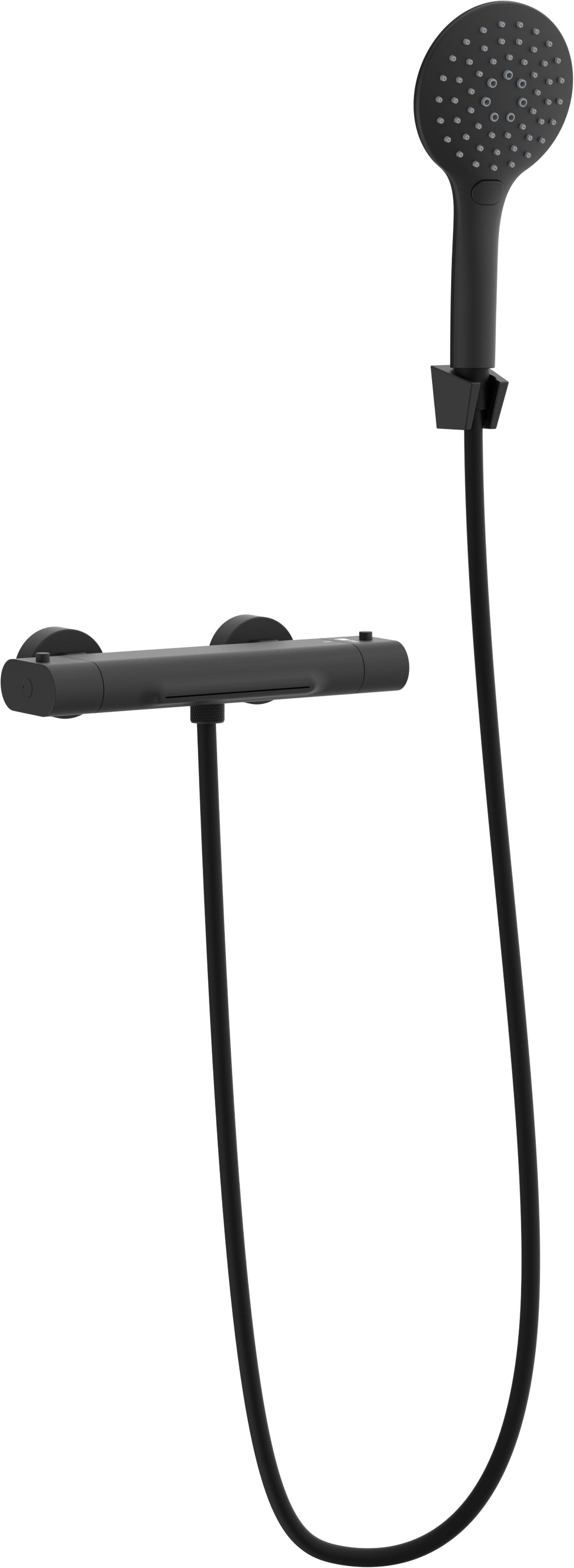 Duschsystem SCHÜTTE Rio Schwarz Matt mit Eco-Stopp-Funktion