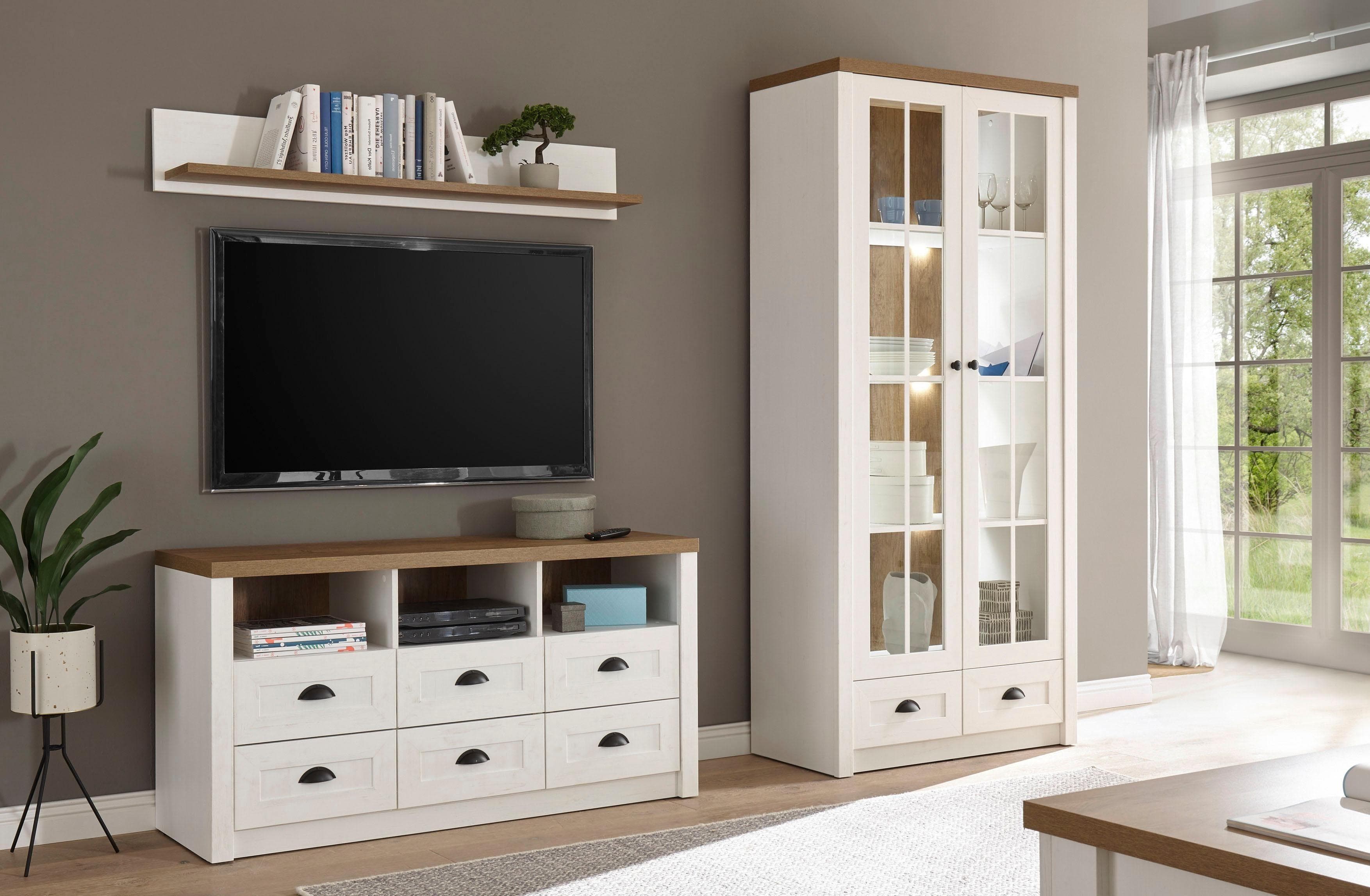 Home affaire Wohnwand Beauvais Weiß Landhaus-Stil