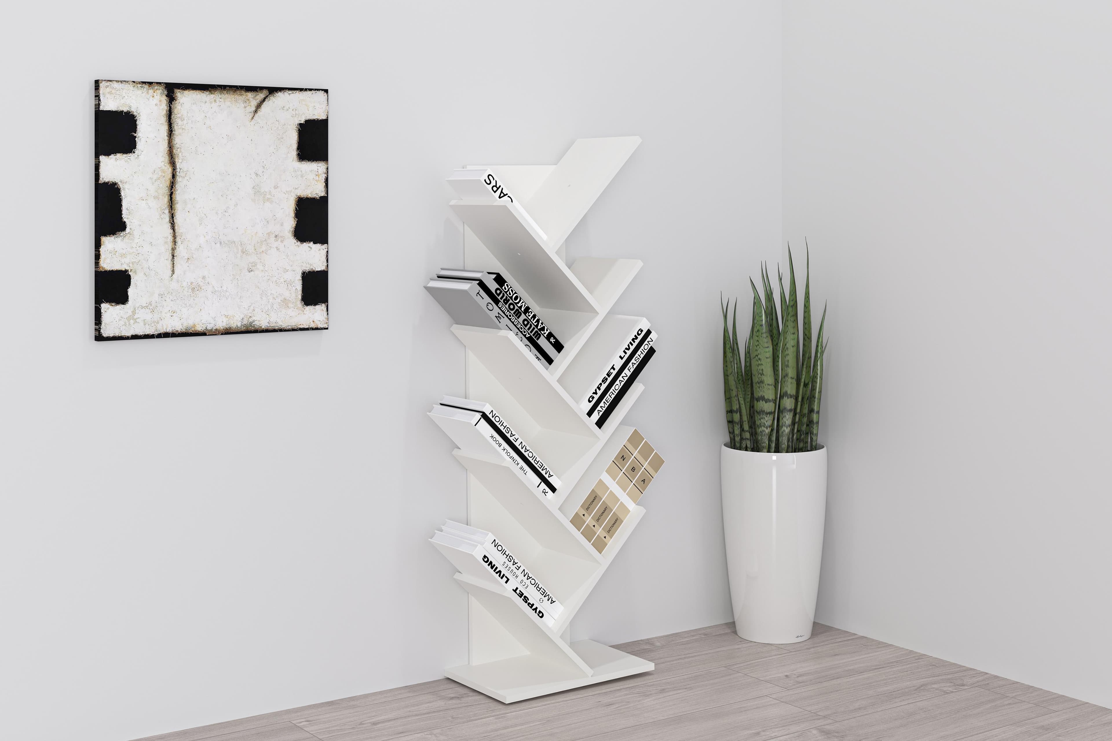 FMD Wandregal Büchen 1 Weiß 7 Fächer Holzwerkstoff