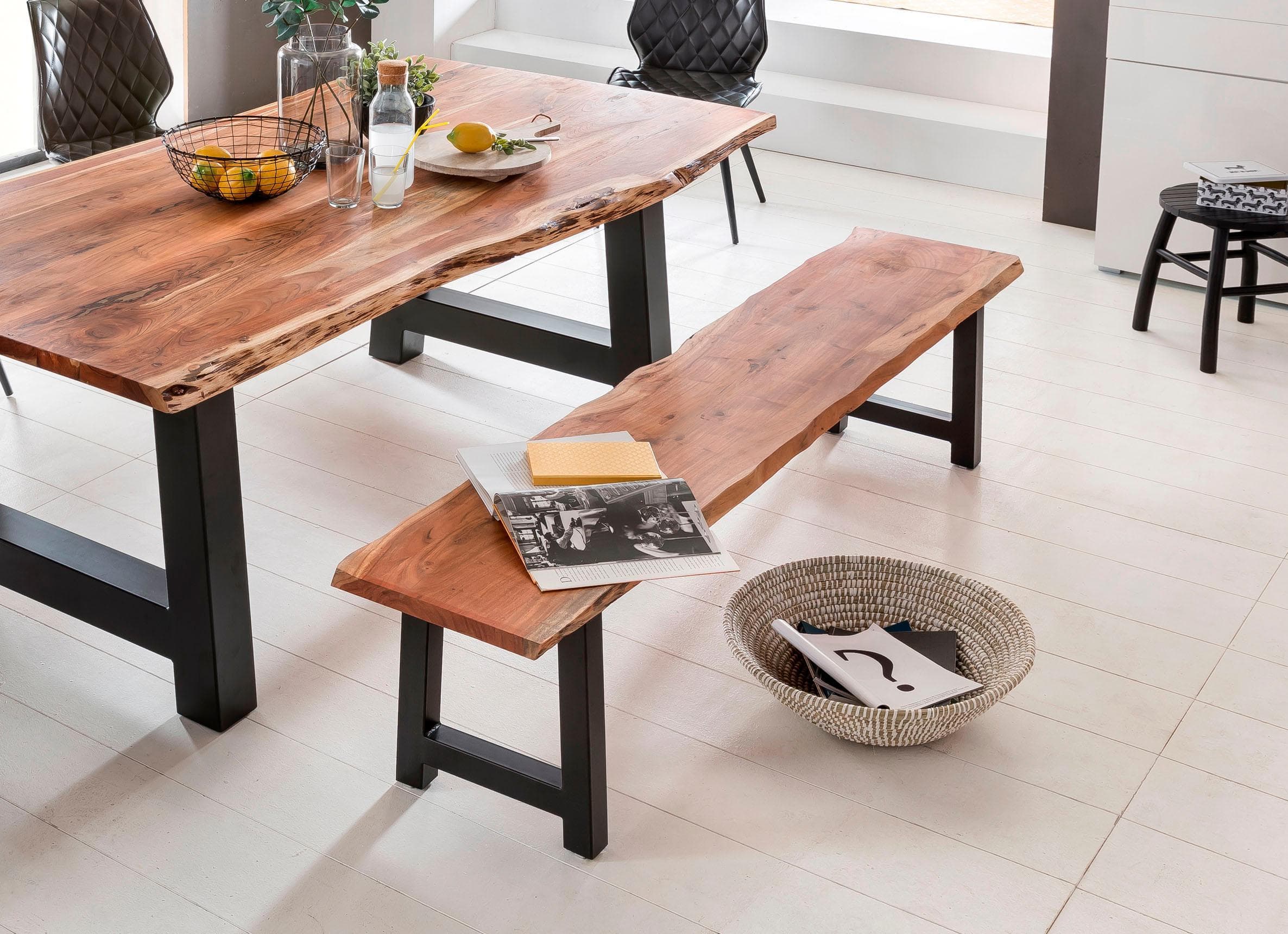 HOME AFFAIRE Sitzbank Manhattan Massivholz Akazie beige