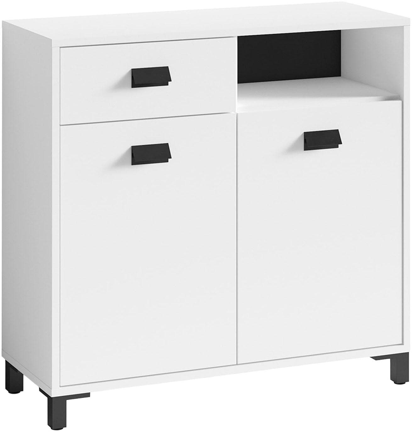 BYLIVING Badkommode Wellness Weiß mit Metallgriffen