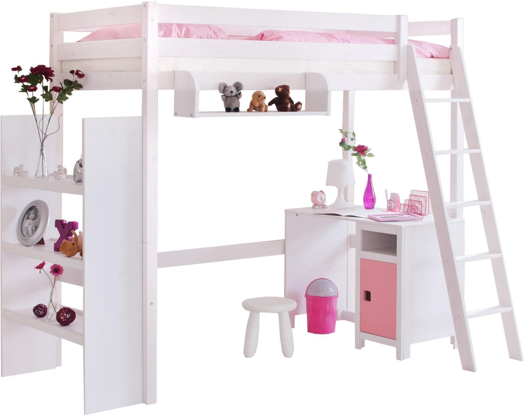 TICAA Hochbett mit Rollrost in Kiefer - Platzsparend & Sicher