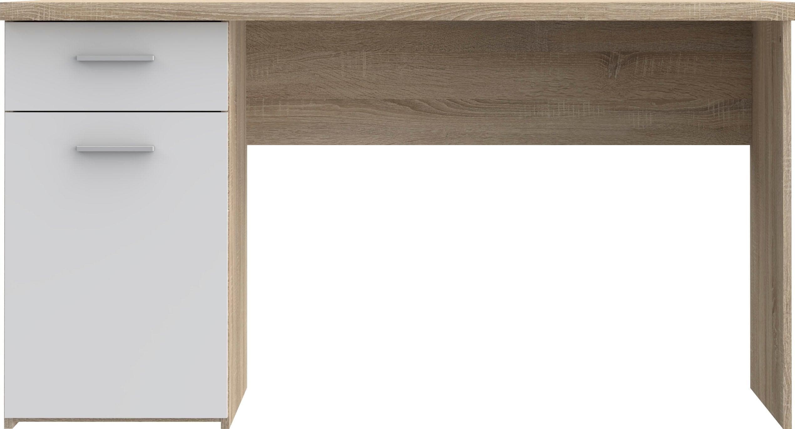 FORTE Schreibtisch Tempra Sonoma Eiche Weiß mit Schubladen