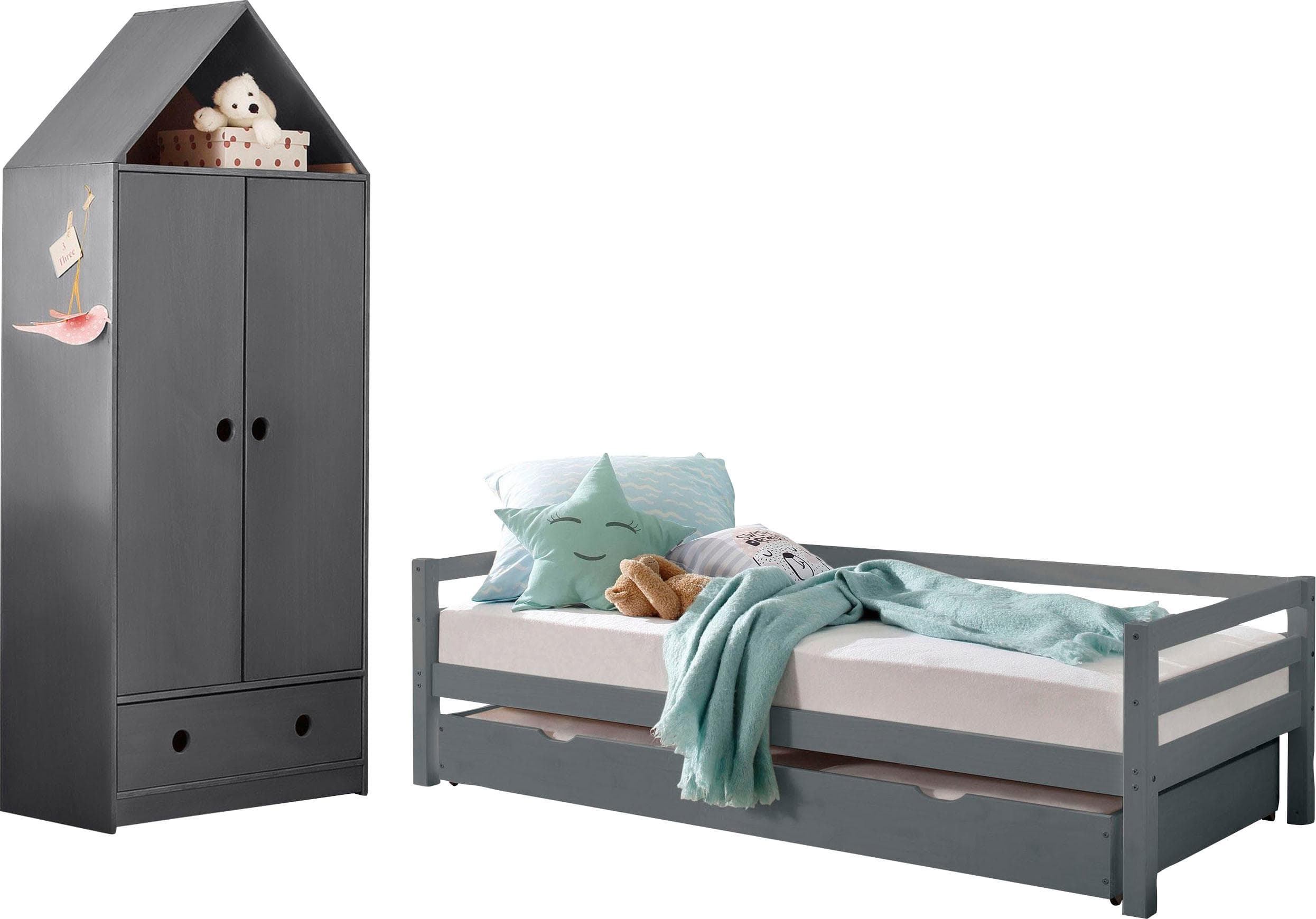 Jugendzimmer-Set OTTO HOME Alpi grau Daybed mit Kleiderschrank