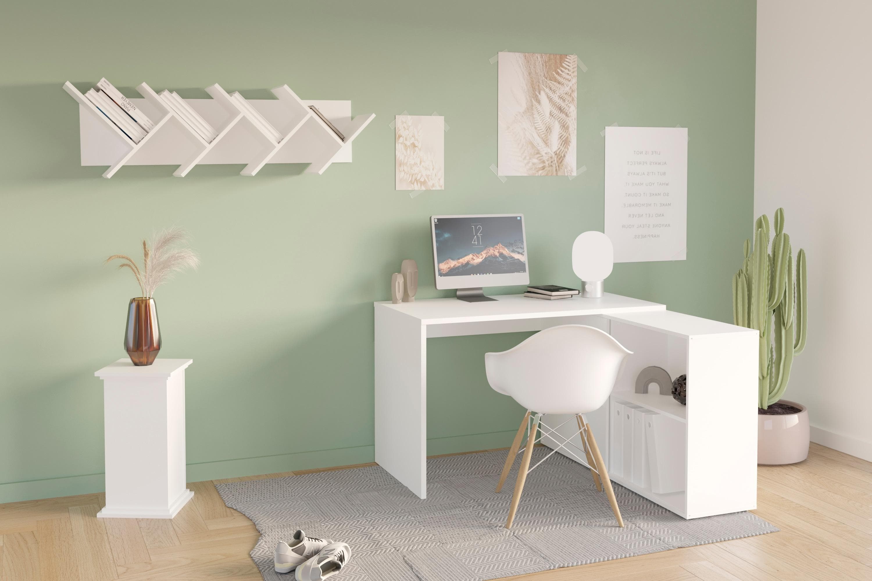 Eckschreibtisch FMD Valley Weiß