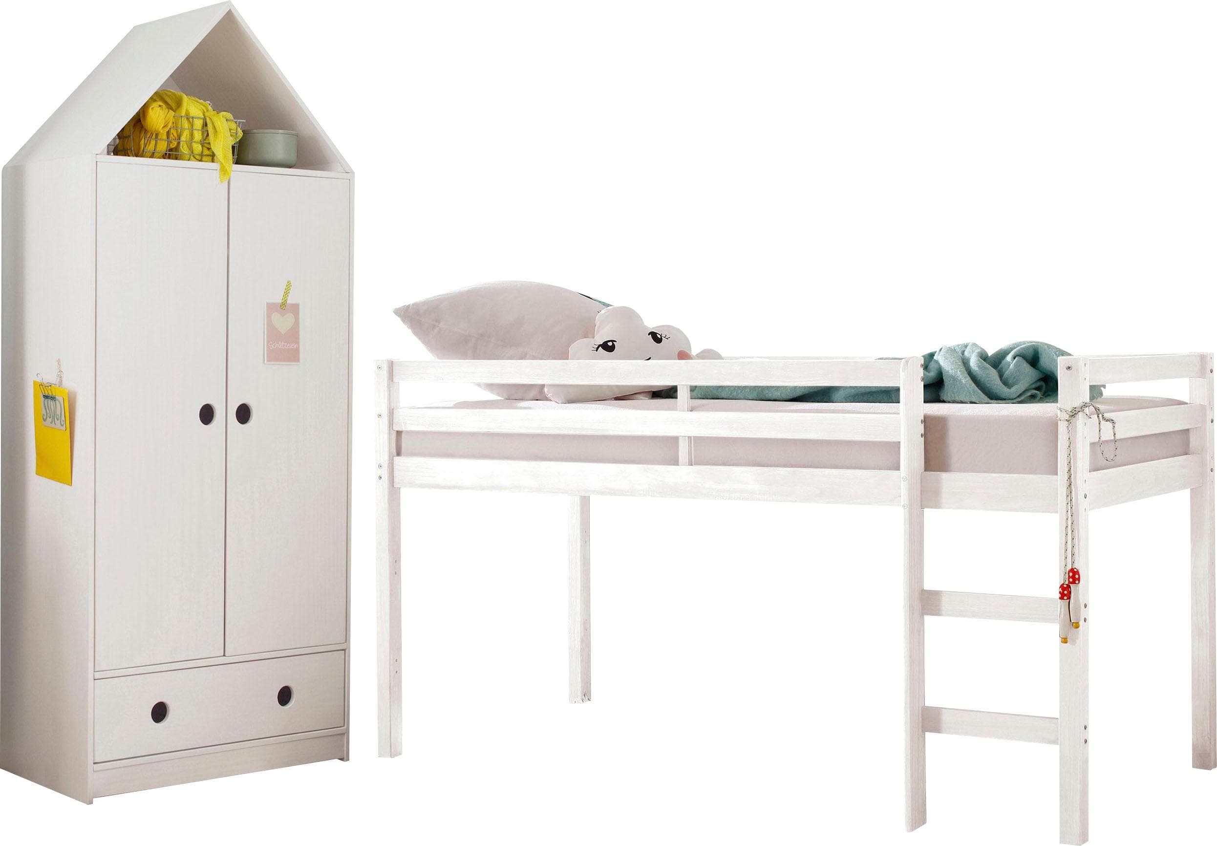 OTTO HOME Alpi Jugendzimmer-Set weiß Hochbett mit Kleiderschrank