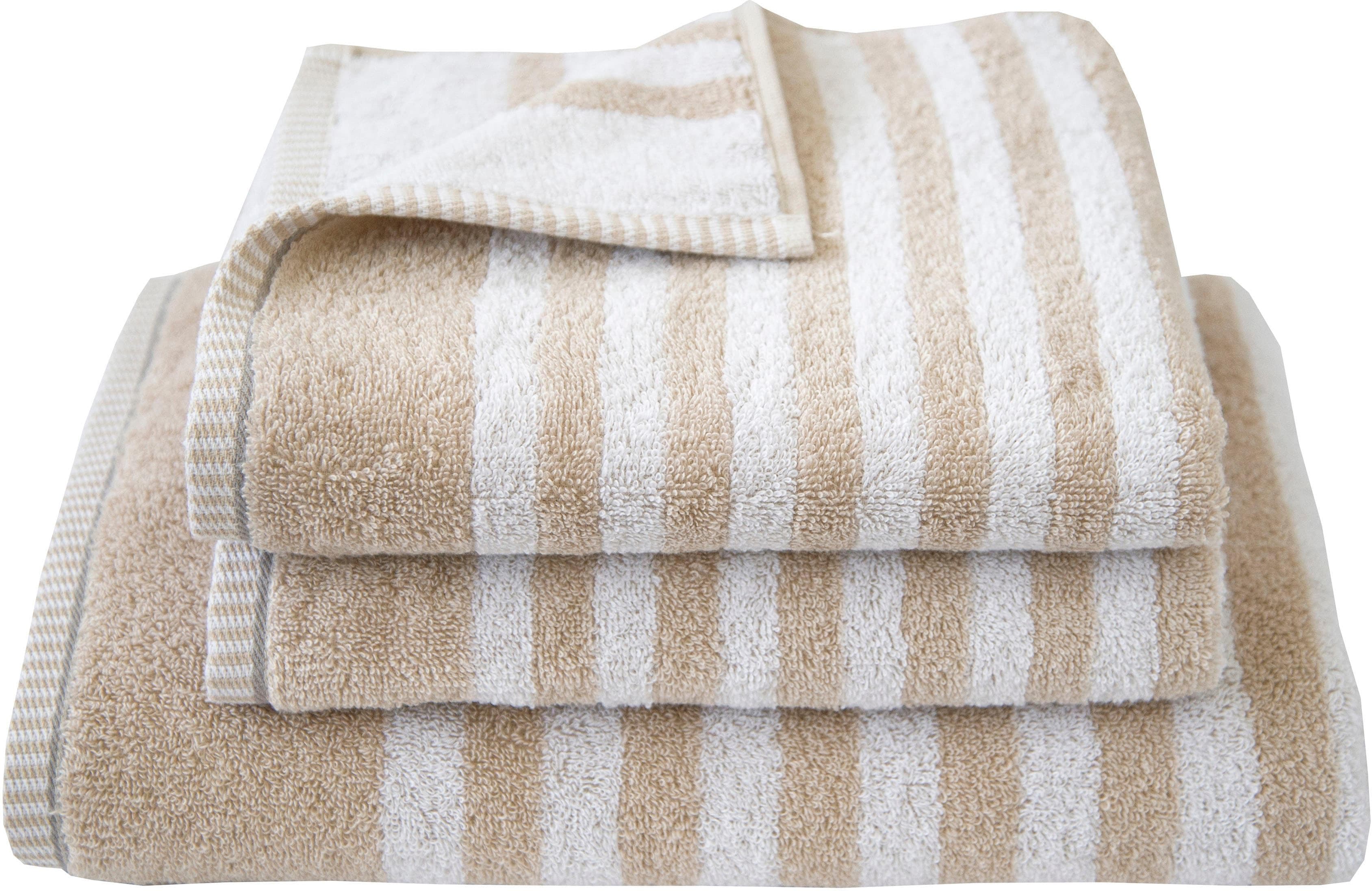 DYCKHOFF Handtuch Set Maritim Sea Stripe Beige 3-tlg Frottier