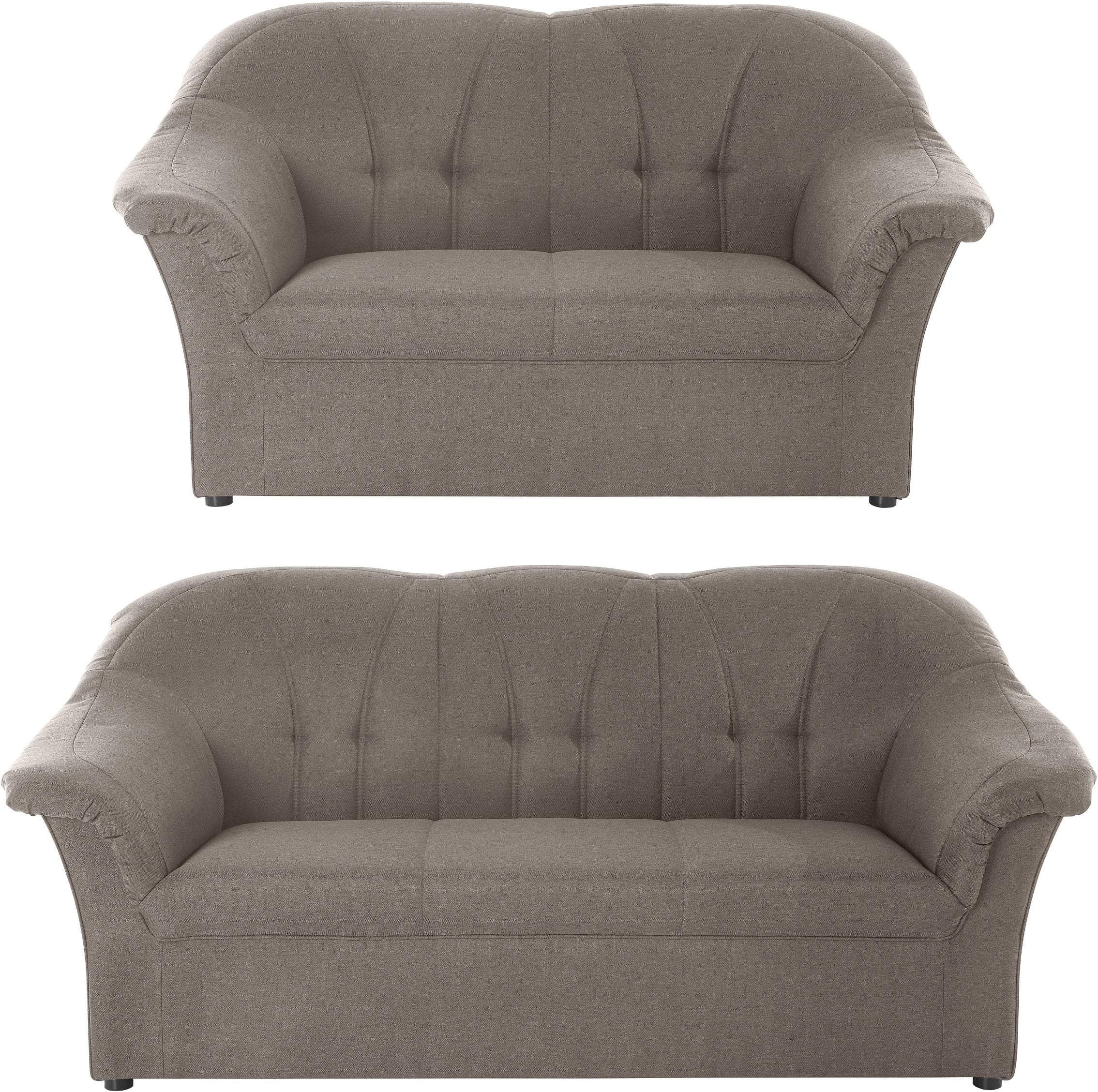 Polstergarnitur DOMO COLLECTION Pegnitz Grau 3-Sitzer & 2-Sitzer