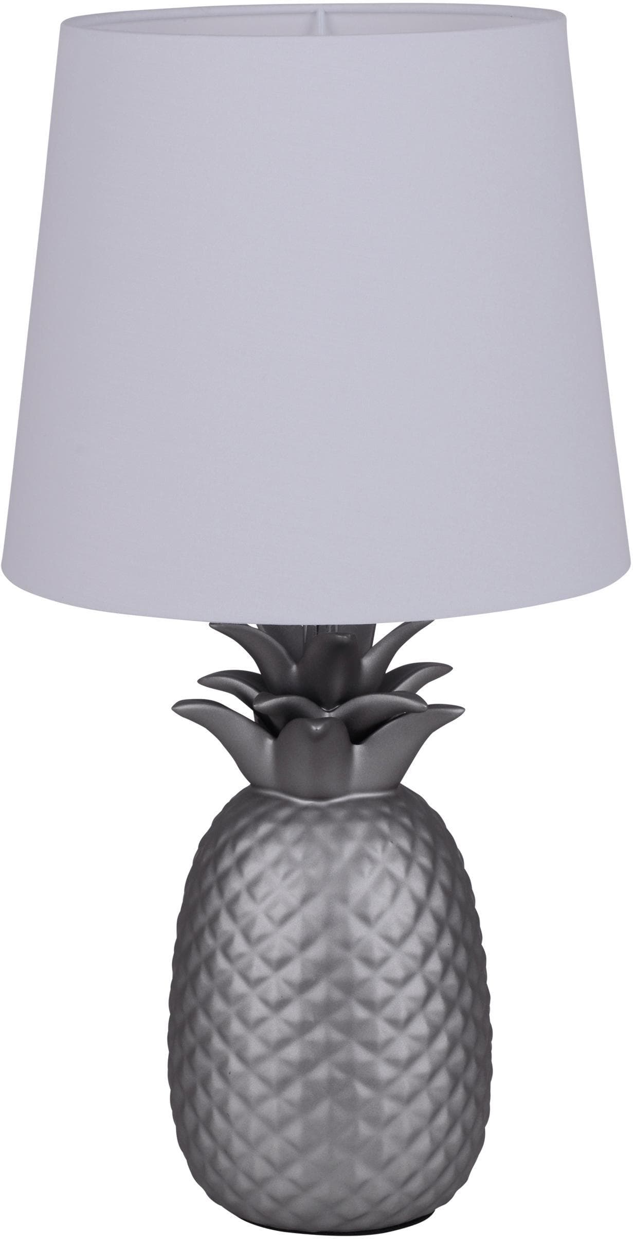 NÄVE Tischleuchte KERAMIK Silber/Weiß Ananas Optik