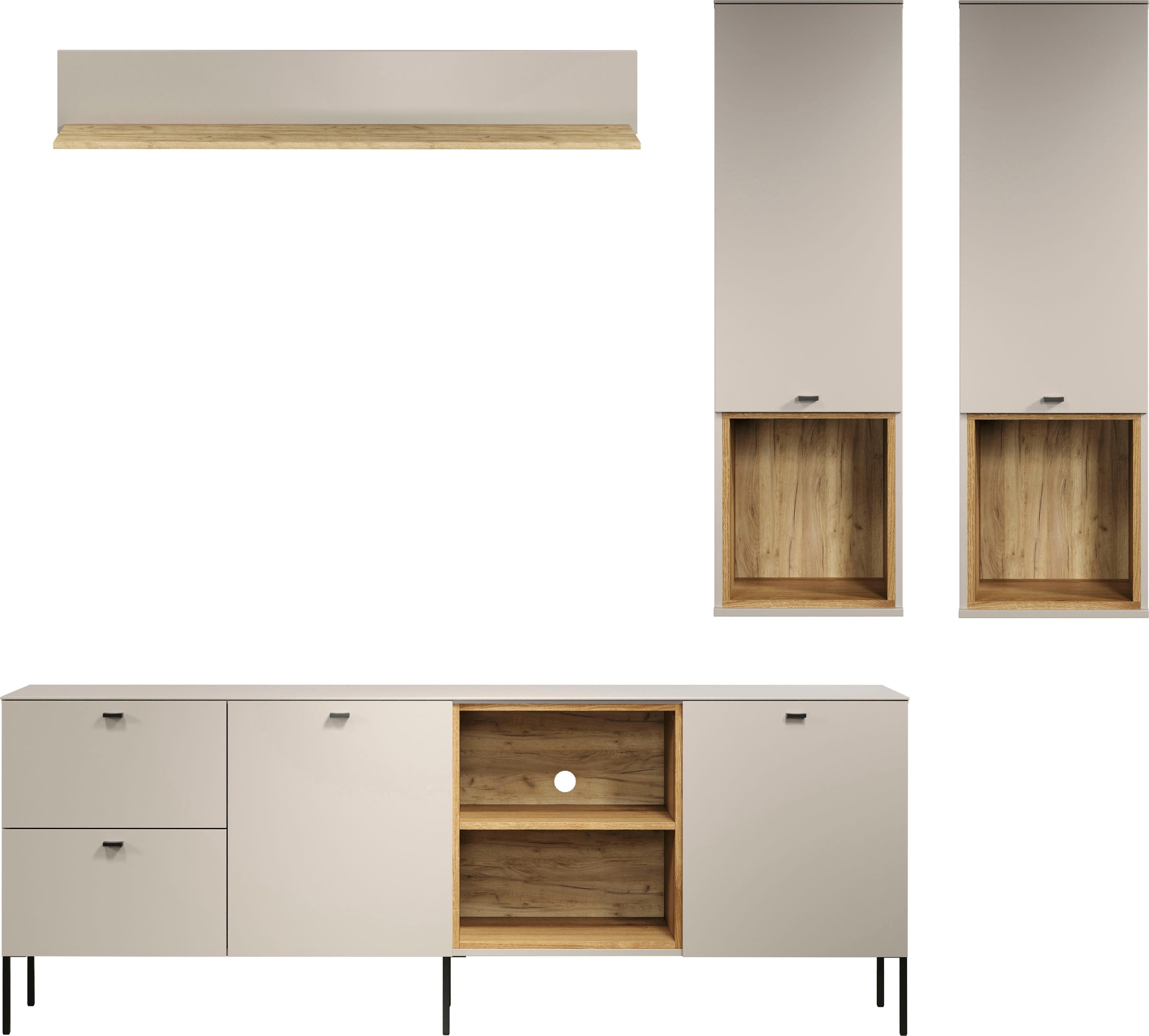 Places of Style Wohnzimmer-Set San Pedro, Komplett-Set, Bestehend aus: TV-Lowboard, Wandboard und 2 Hängeschränken